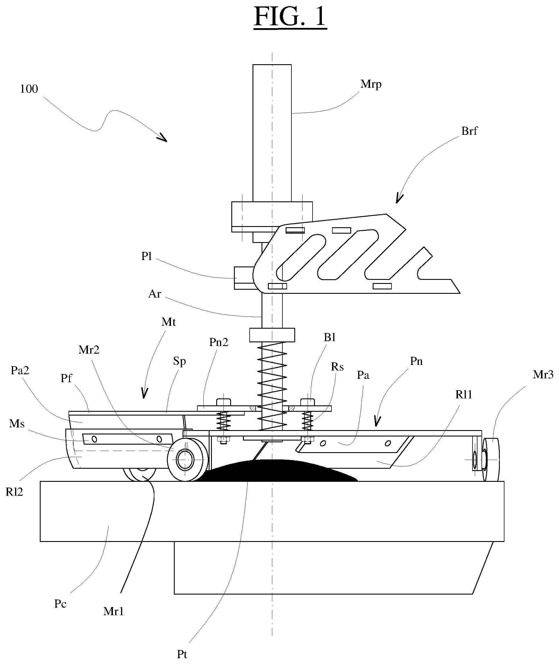 Patent US11779024 — Device for spreading runny batter on a hot plate — Figure 1