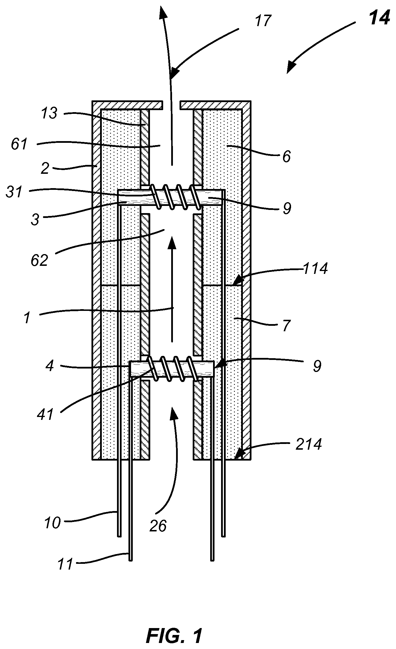 Patent US11779049 — Multiple heating elements with separate vaporizable materials in an electric vaporization device — Figure 1
