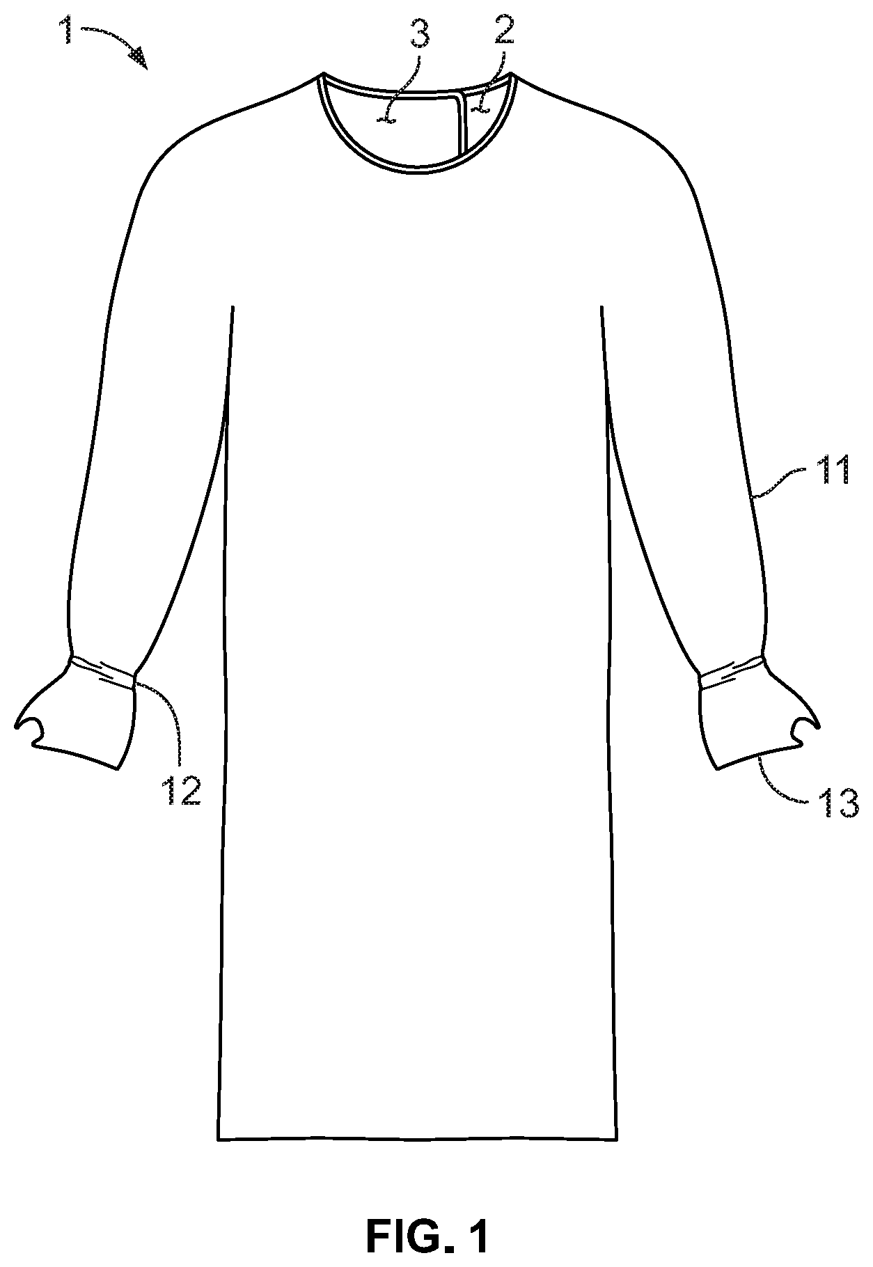 Patent US11779066 — Gown — Figure 1