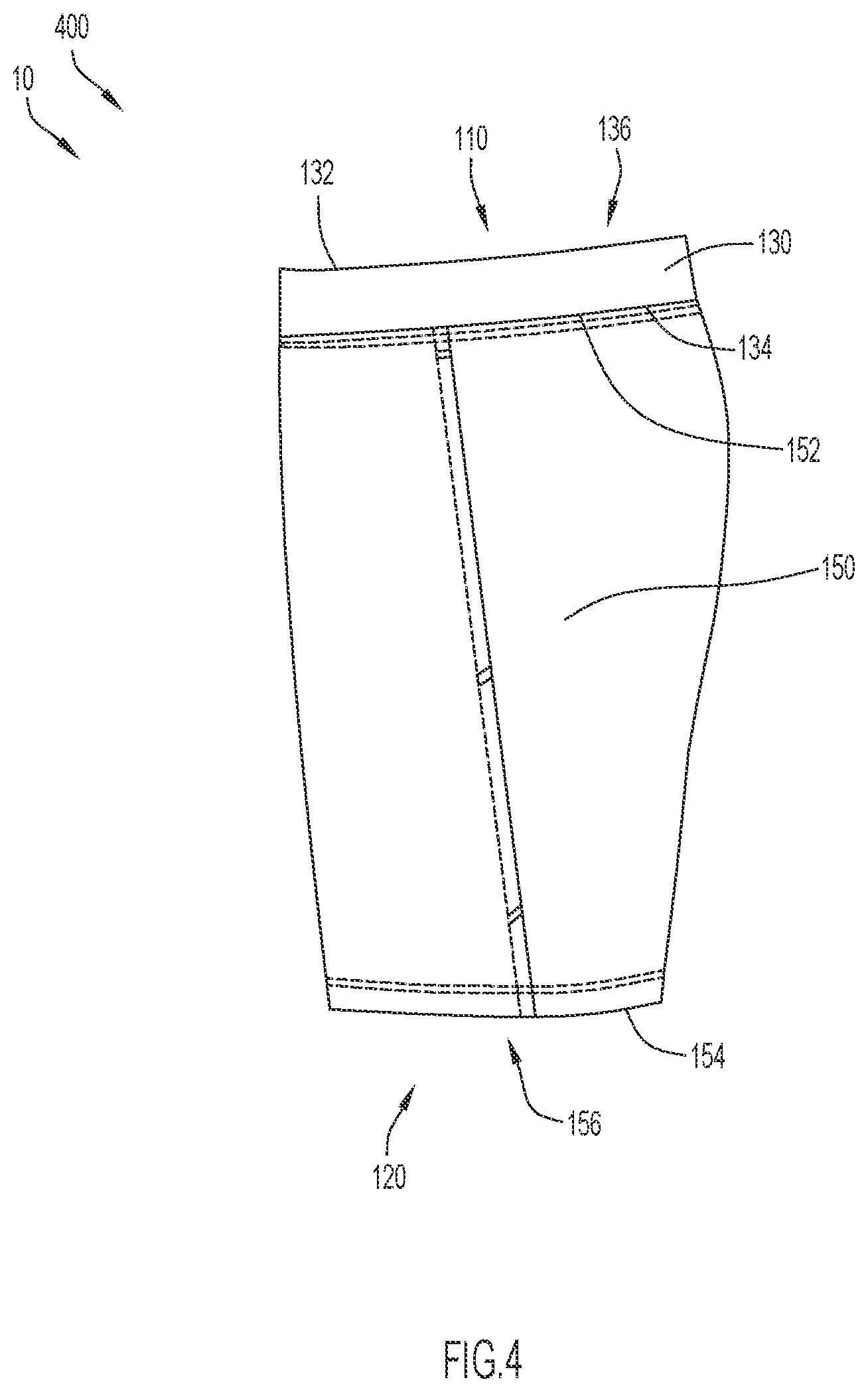 Patent US11779070 Figure 4 – Garment with waistband pocket