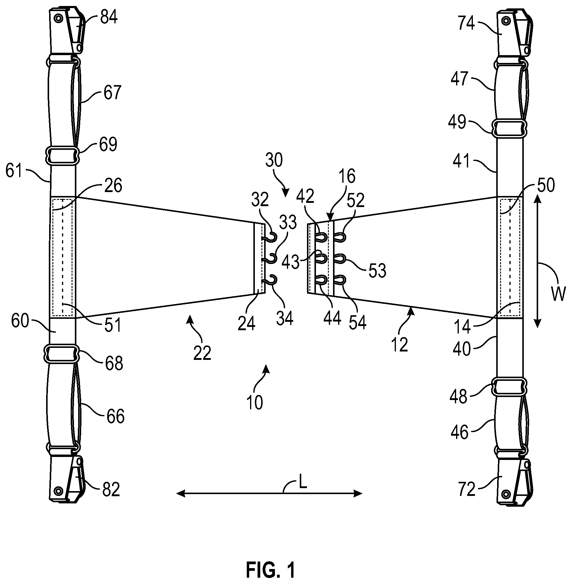 Patent US11779072 — Undergarment with modular connecting system — Figure 1