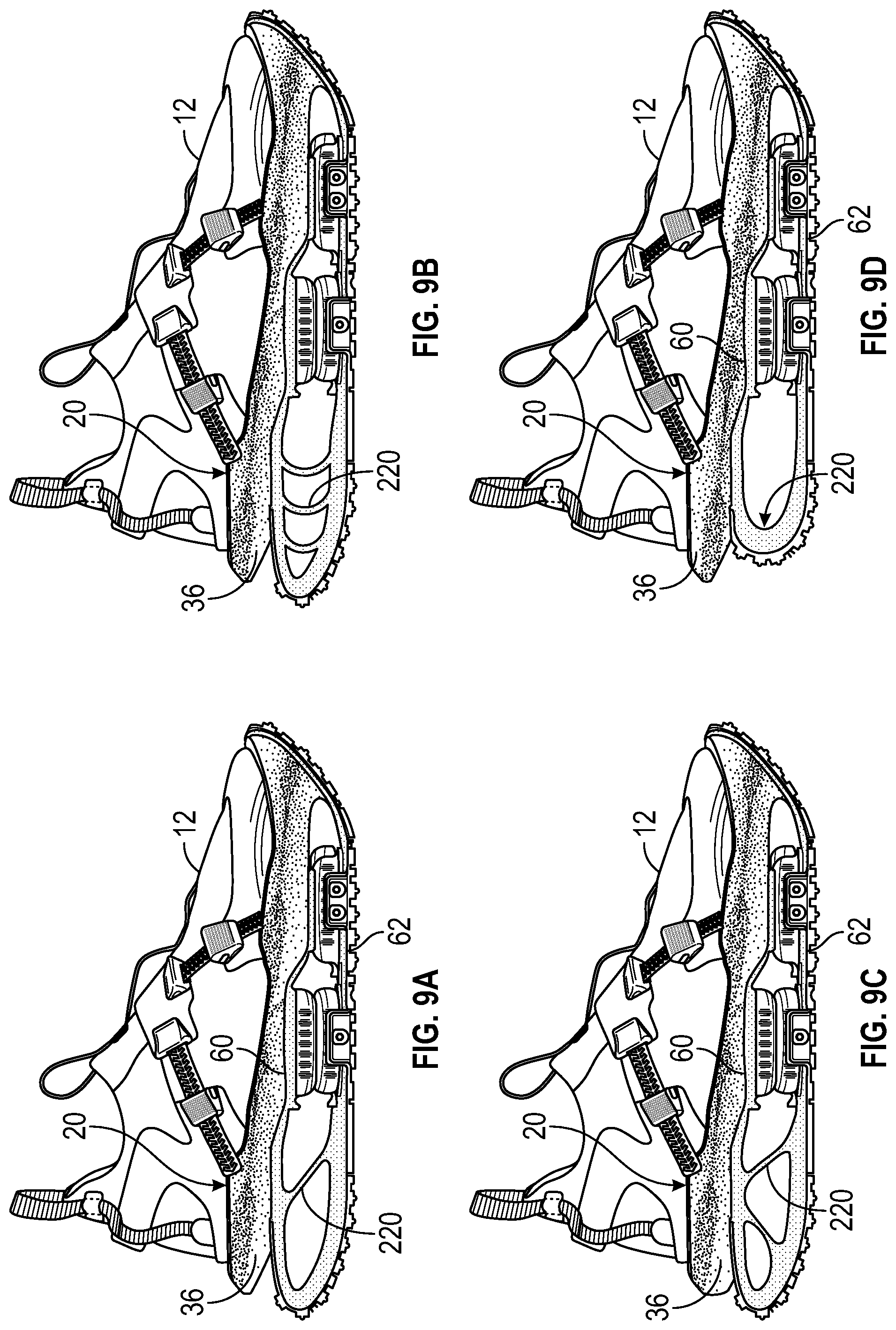 Patent US11779078 Figure 9 – Article of footwear with zonal cushioning system