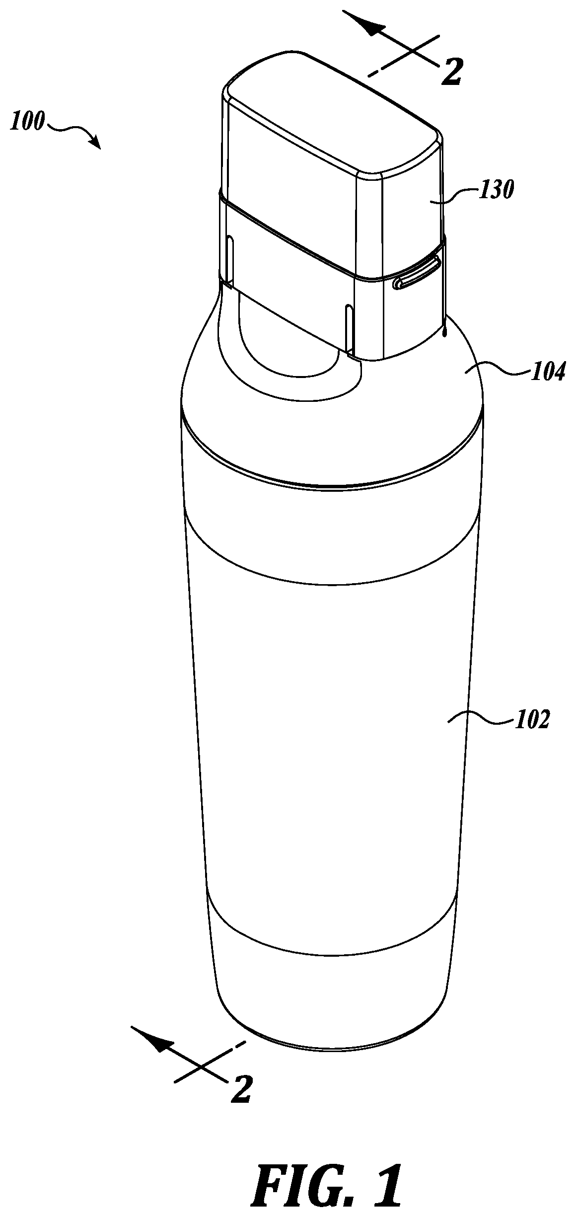 Patent US11779094 — Refillable hair coloration package and applicator with adjustable bristles — Figure 1