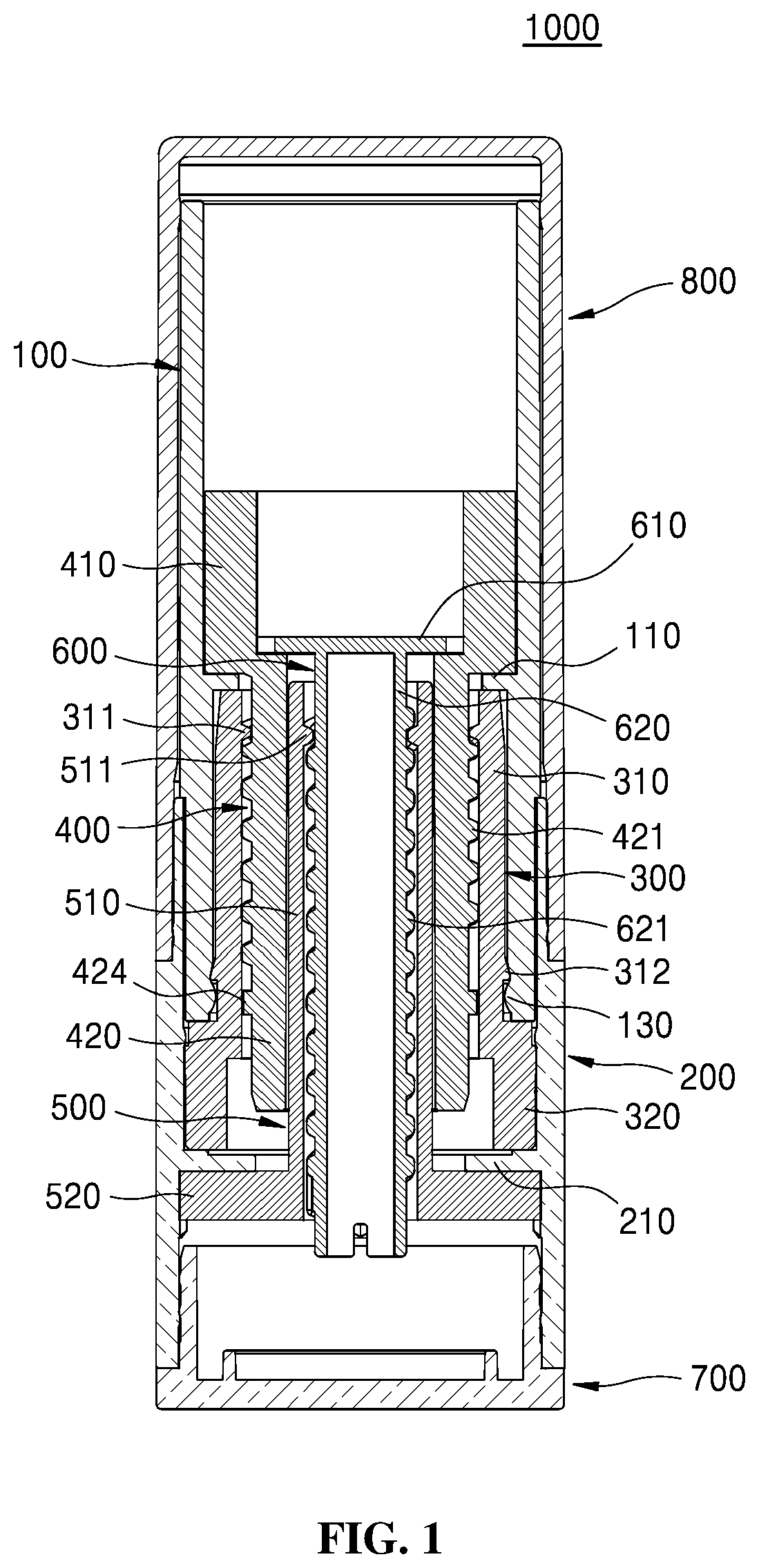 Patent US11779095 — Container for stick type content — Figure 1