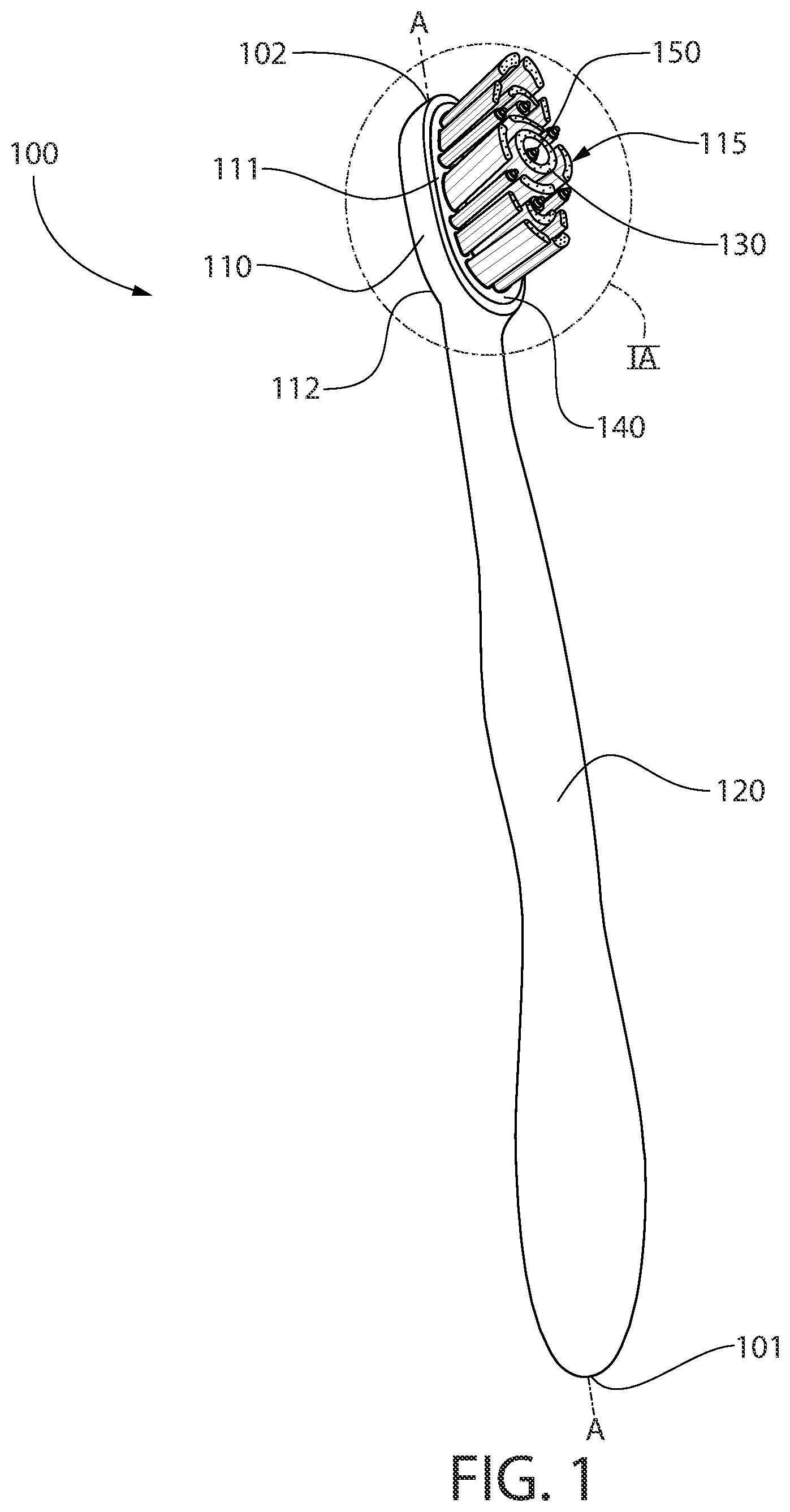 Patent US11779102 — Oral care implement — Figure 1