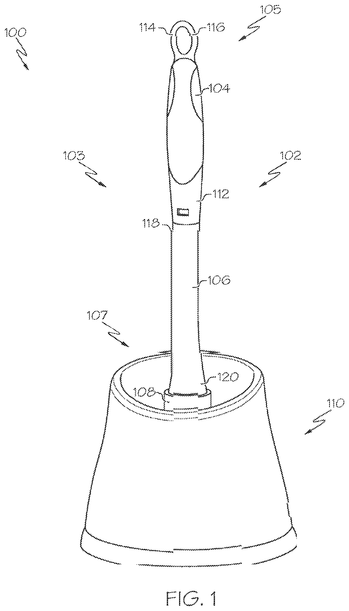 Patent US11779103 — Cleaner dispensing toilet bowl brush and holder — Figure 1