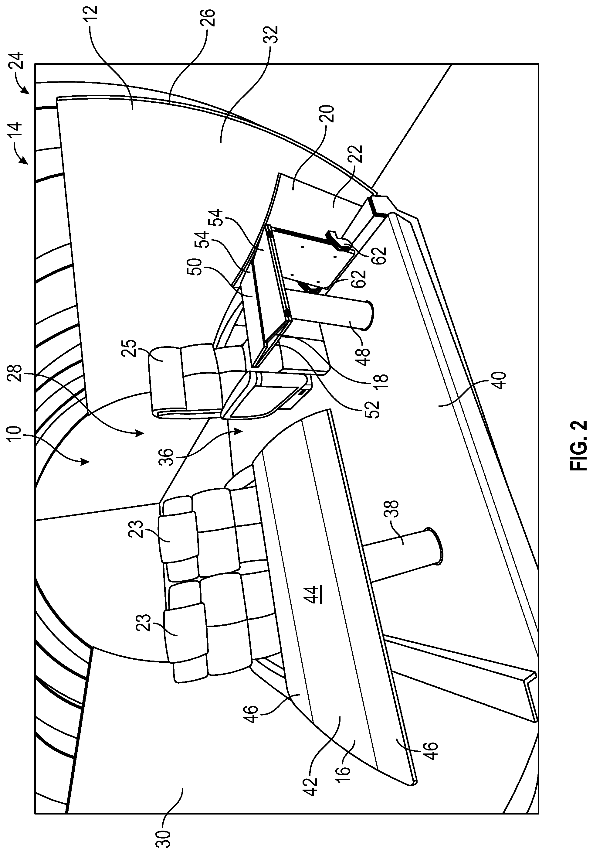 Patent US11779106 Figure 2 – Multi-place dining table for a vehicle