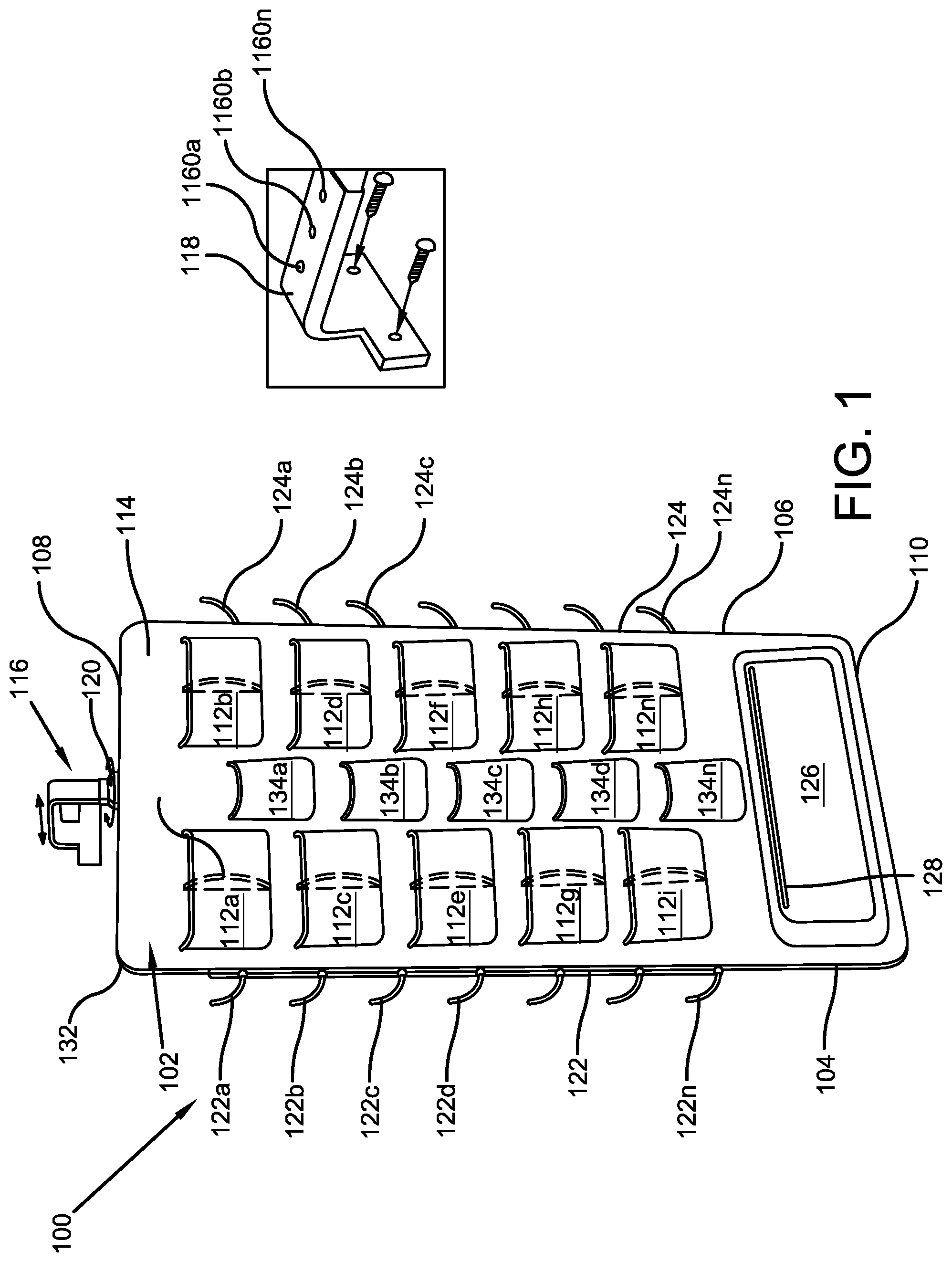 Patent US11779110 — Accessory organizer device — Figure 1