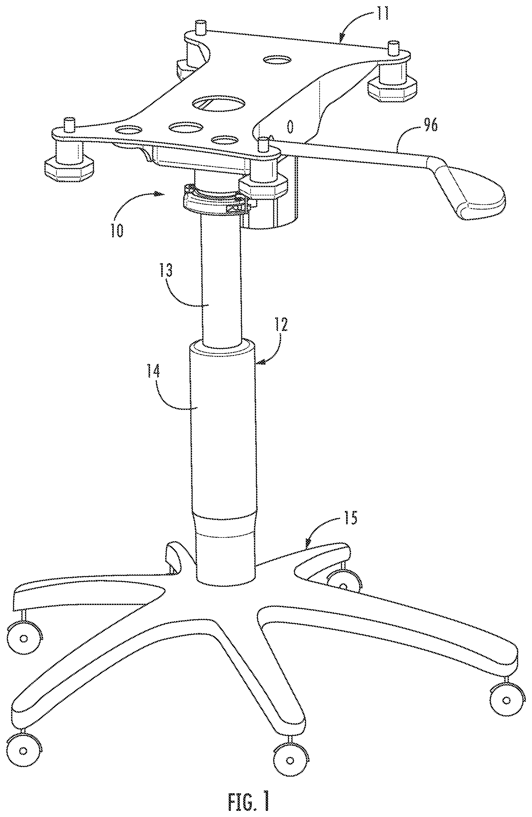 Patent US11779118 — Seat plate gas cylinder quick-release device — Figure 1