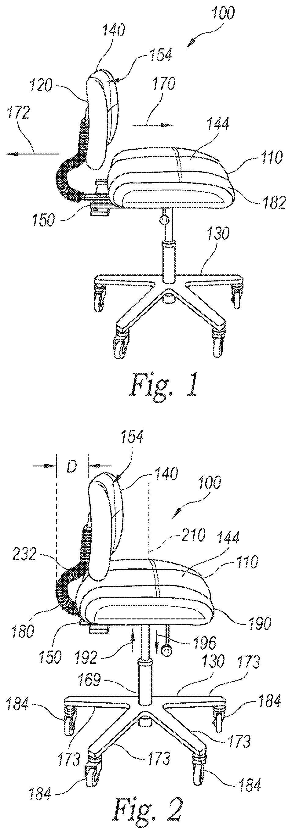 Patent US11779120 — Chairs with adjustable back supports — Figure 1