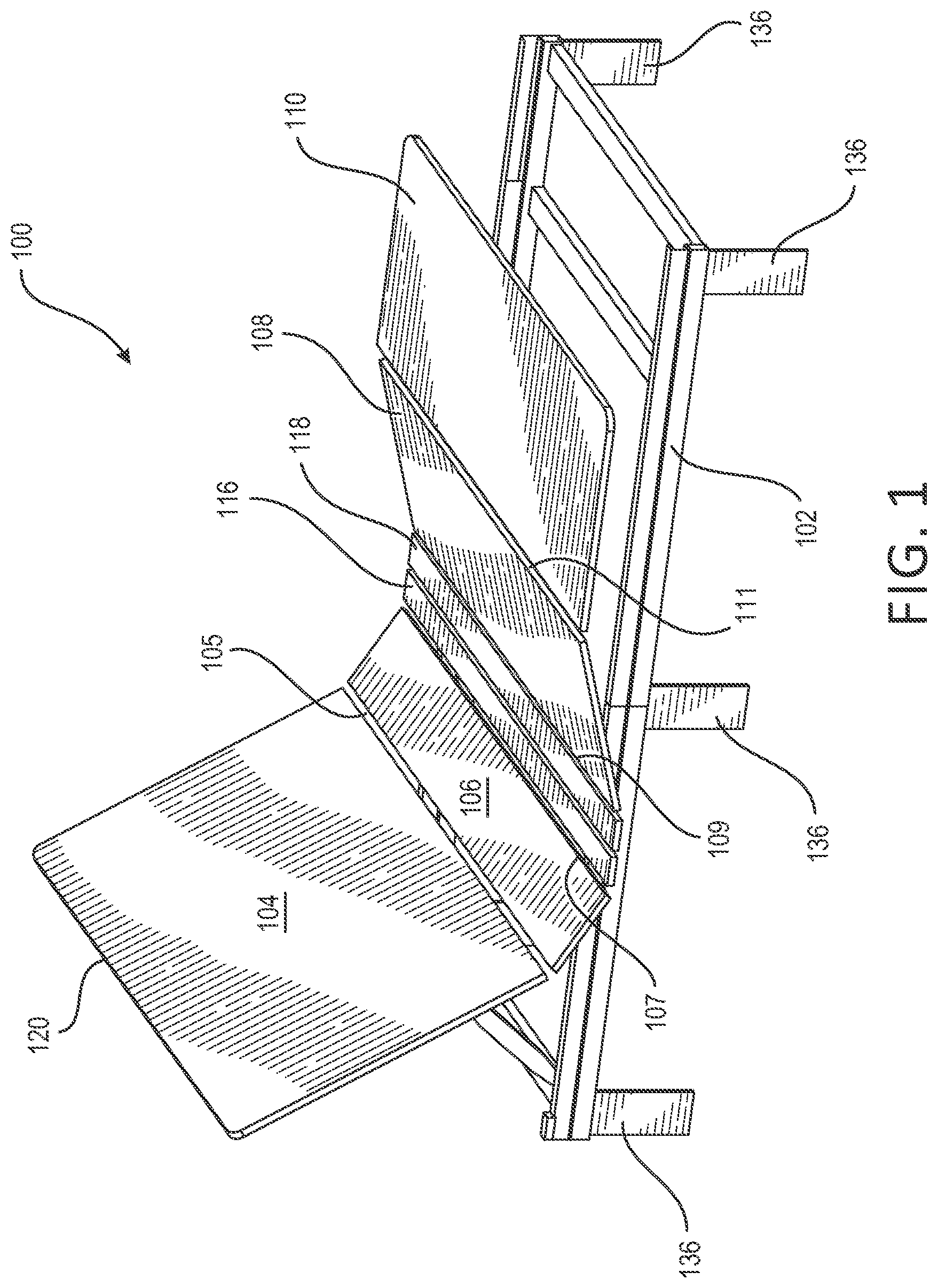 Patent US11779124 — Zero gap foldable powered bed — Figure 1
