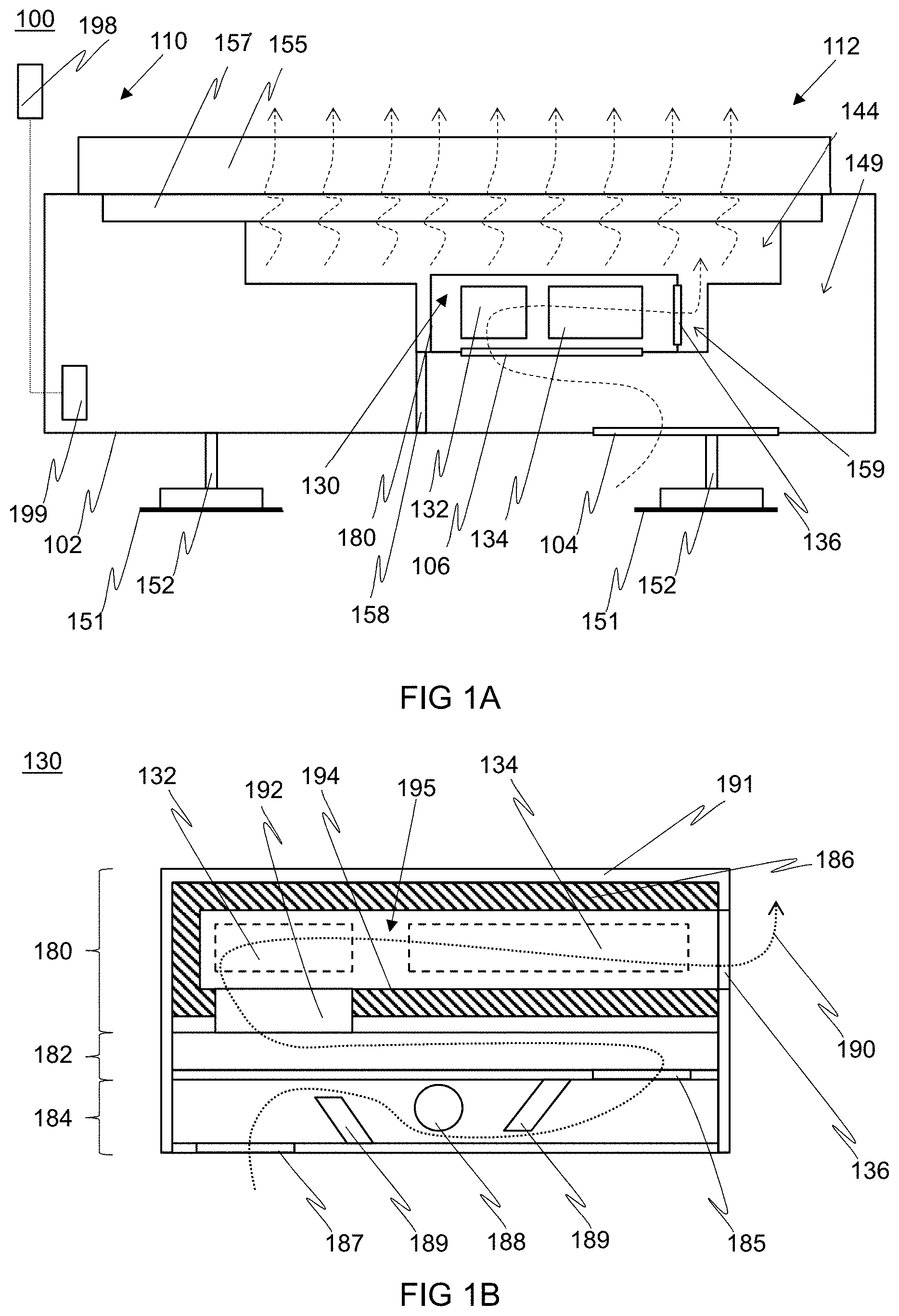 Patent US11779127 — Air handling unit for environmentally conditioned furniture, and associated systems and methods — Figure 1