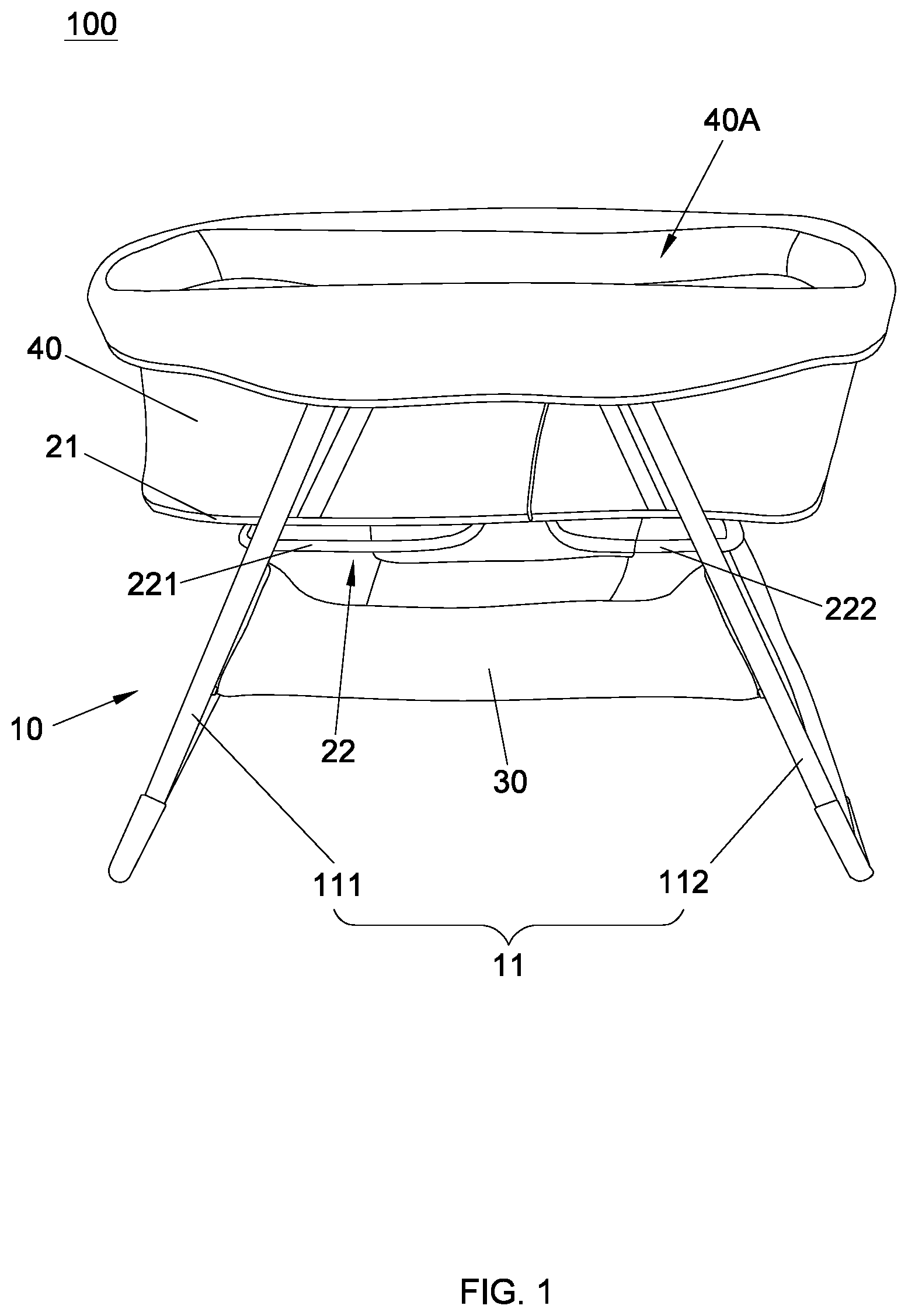 Patent US11779130 — Child bassinet — Figure 1