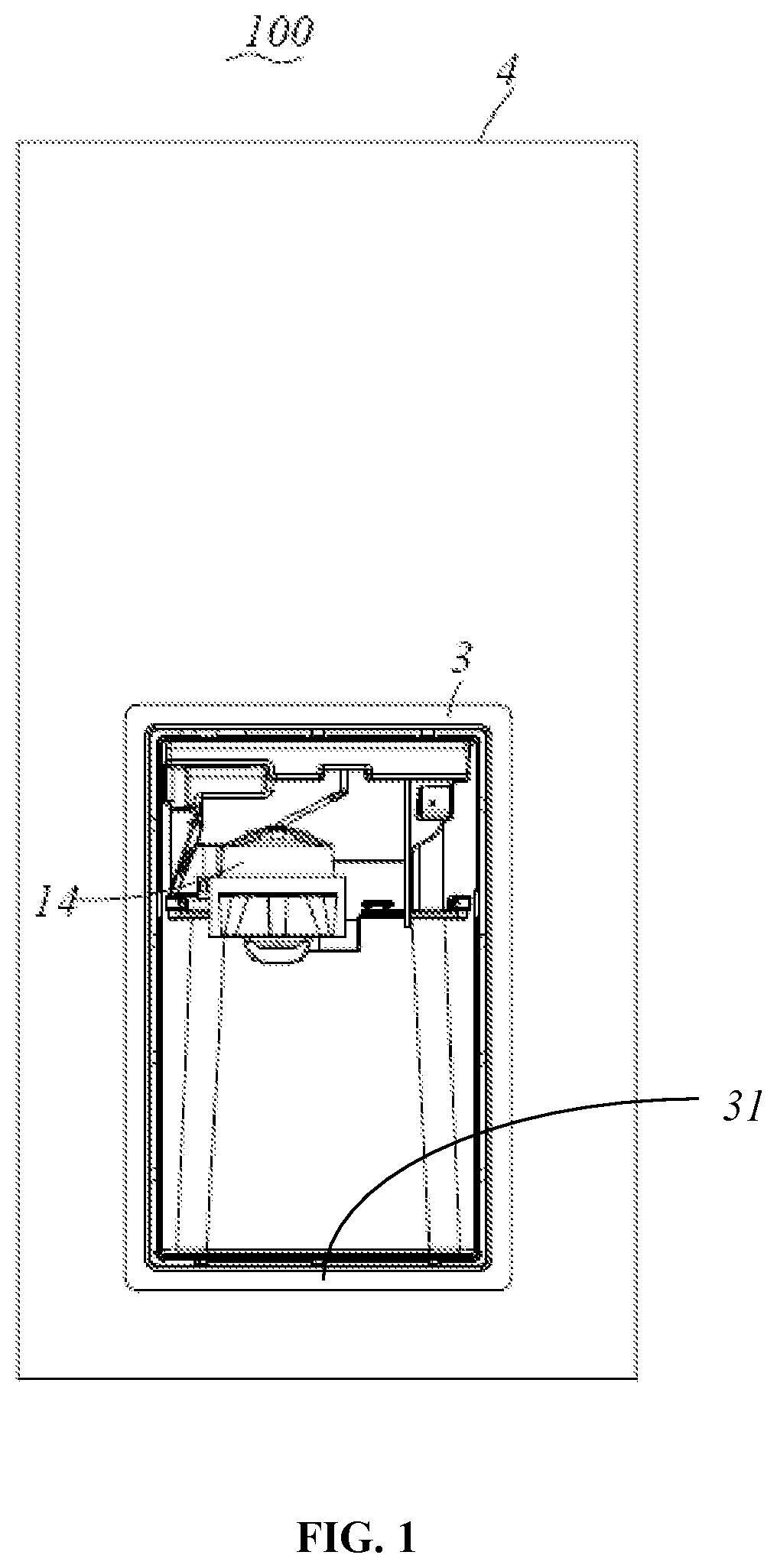Patent US11779149 — Refrigerator — Figure 1