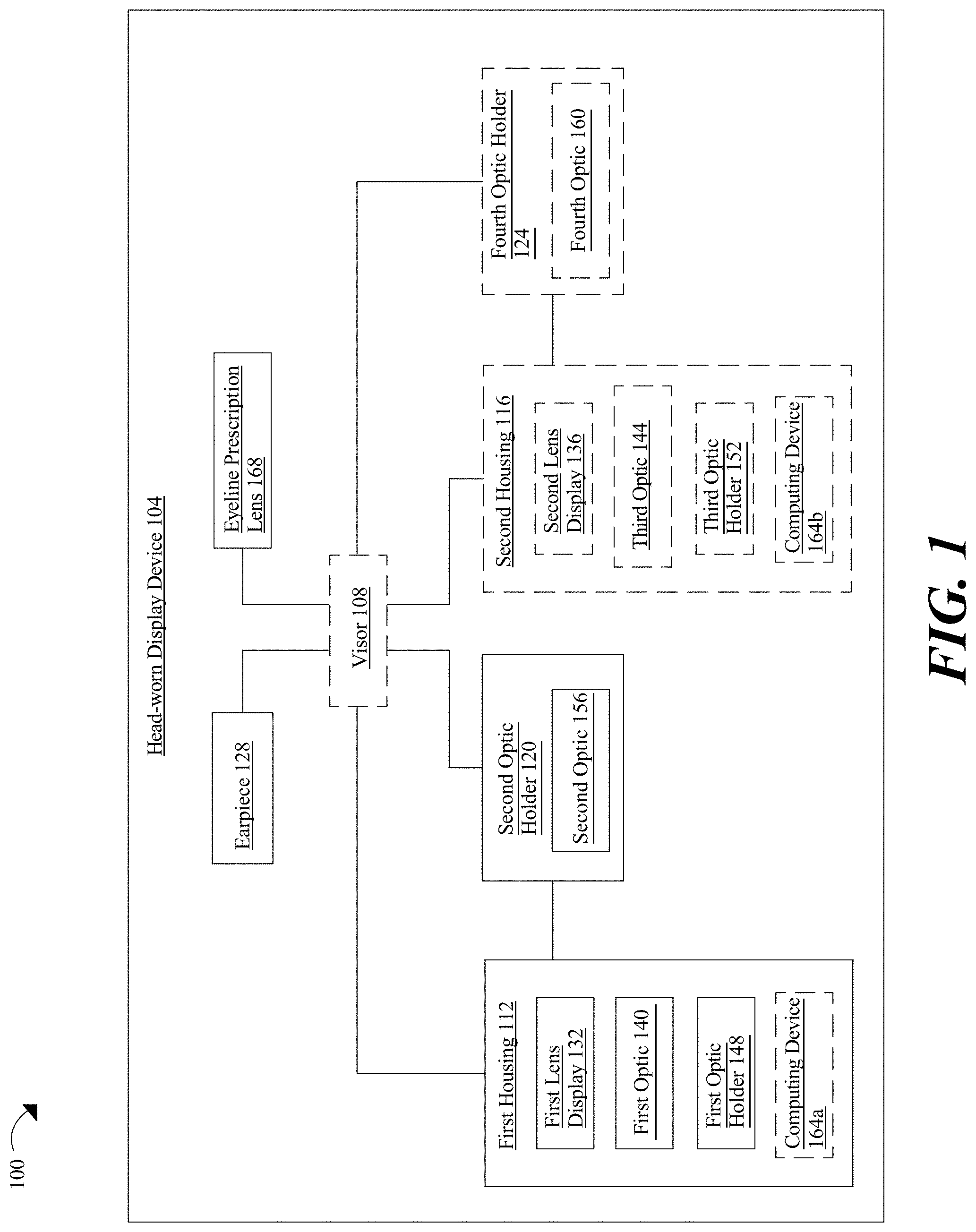 Patent US11779204 — Interchangeable lens mechanism for a head-worn display system and method of assembling the lens mechanism — Figure 1