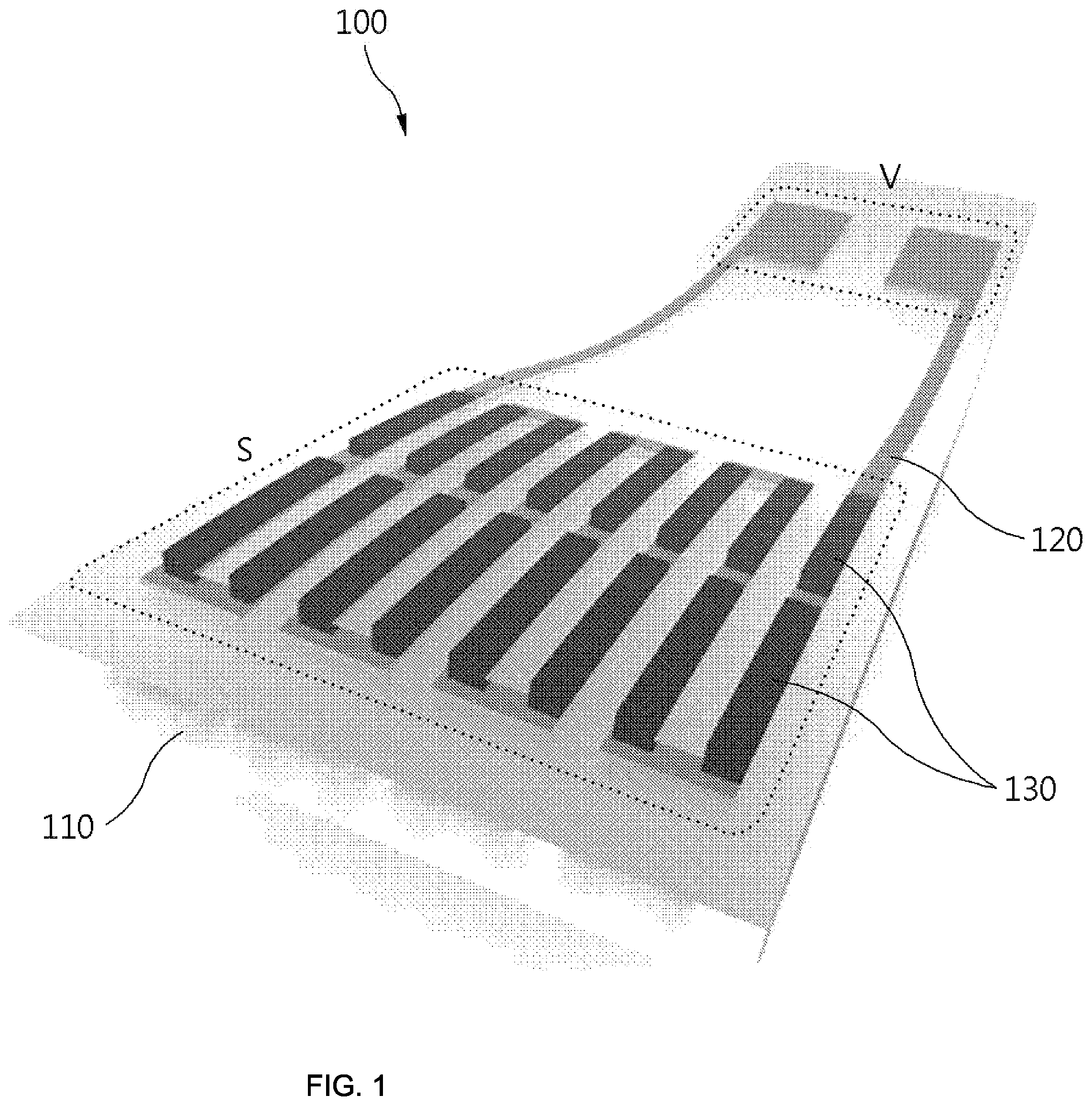 Patent US11779232 Figure 1 – Flexible pressure sensor using multi-material 3D-printed microchannel mold and method for manufacturing the same