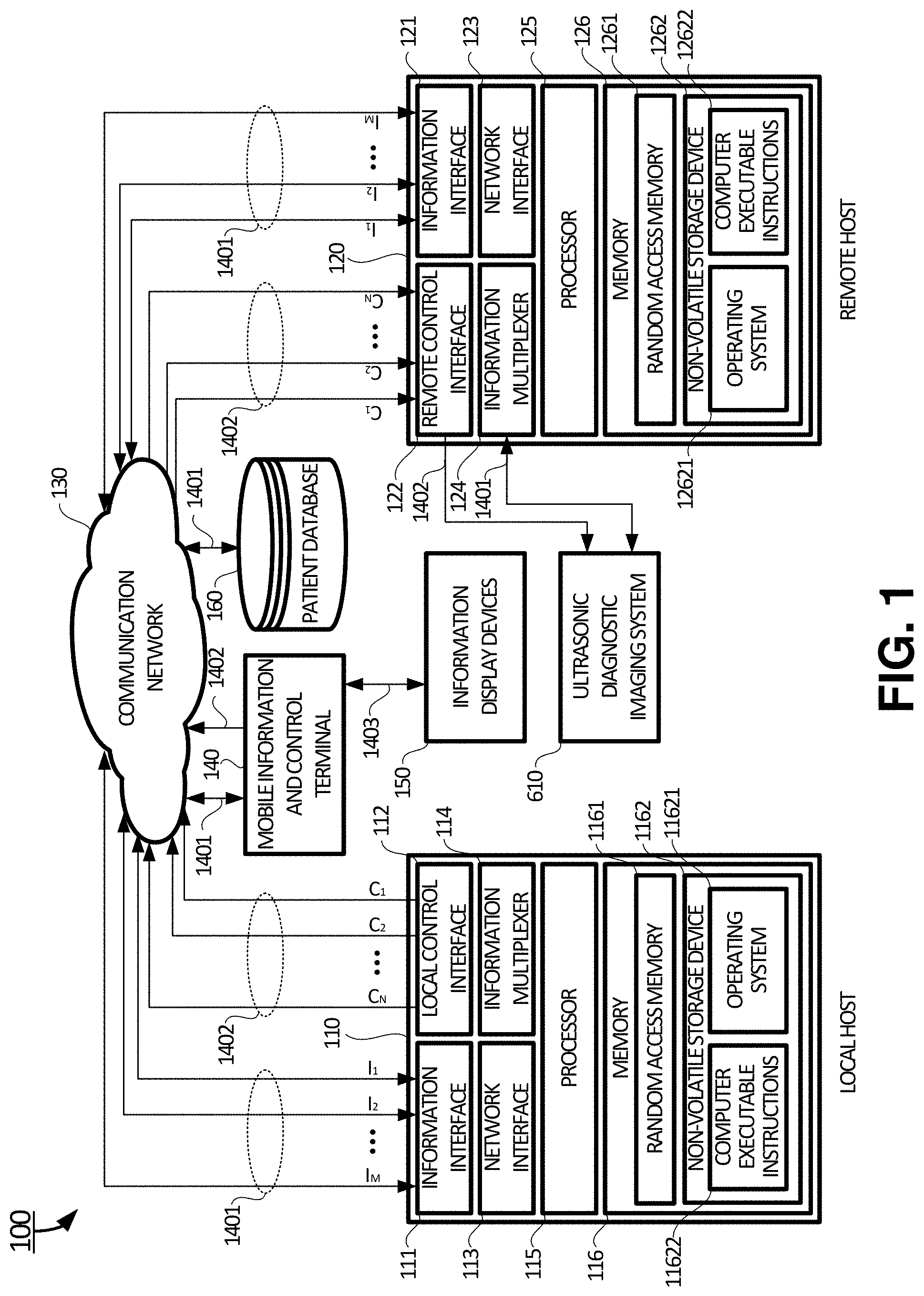 Patent US11779314 — Mobile information and control terminal for ultrasonic diagnostic systems and methods of using the same — Figure 1