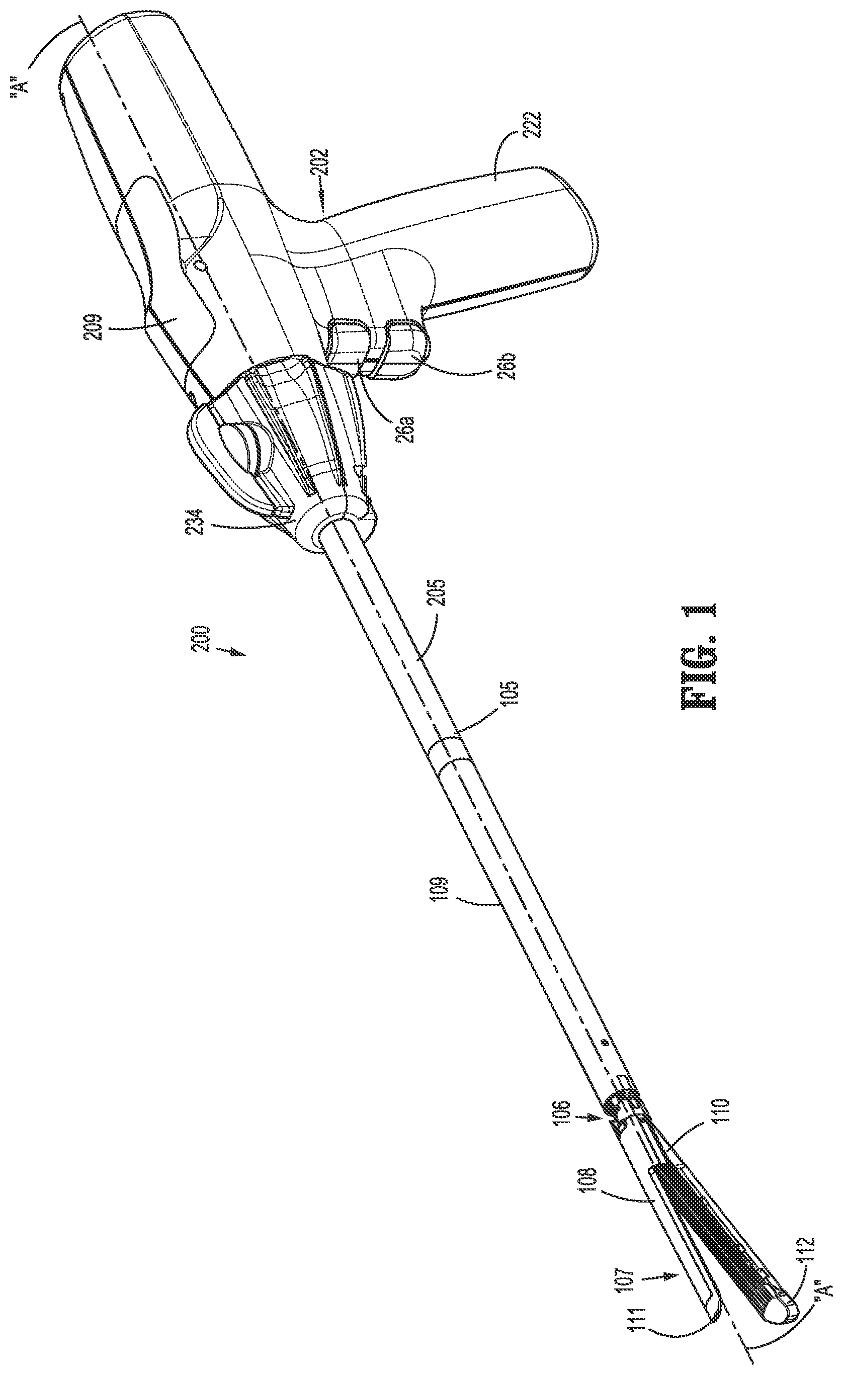 Patent US11779334 — Surgical stapling device including a manual retraction assembly — Figure 1