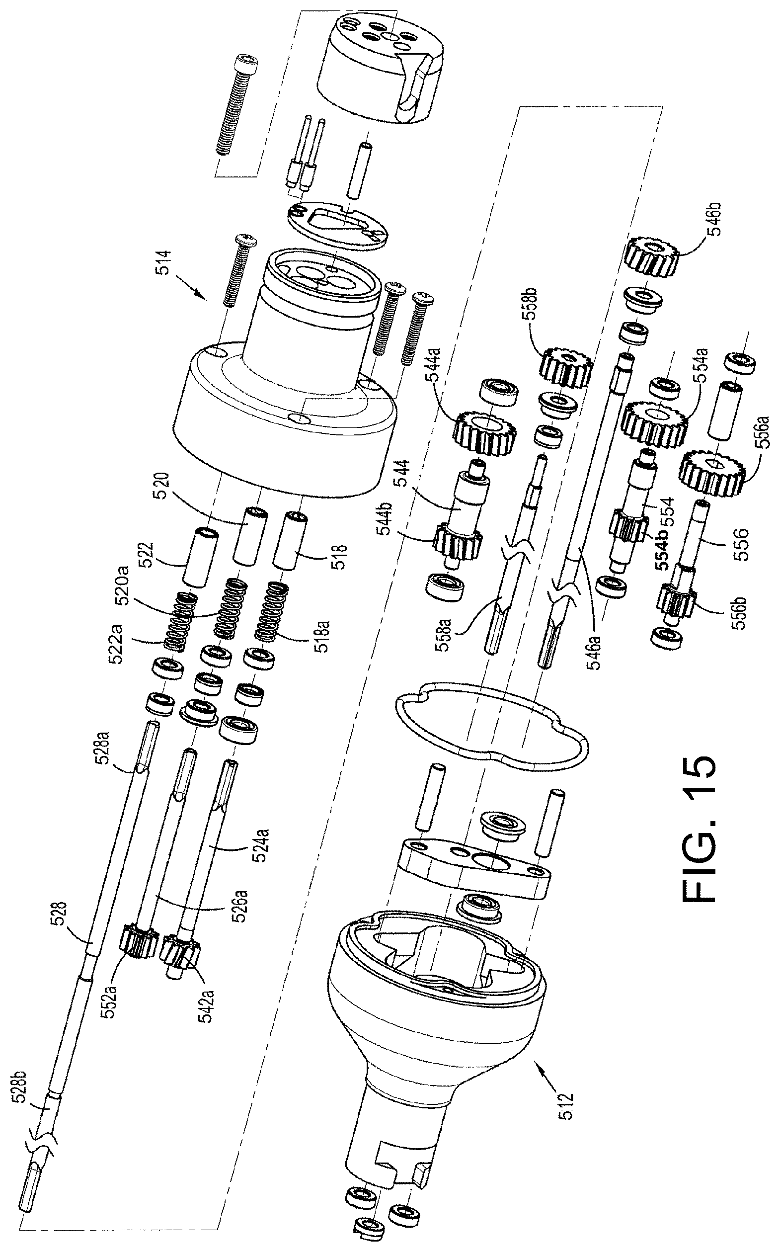 Patent US11779336 Figure 14 – Mechanisms for compensating for drivetrain failure in powered surgical instruments