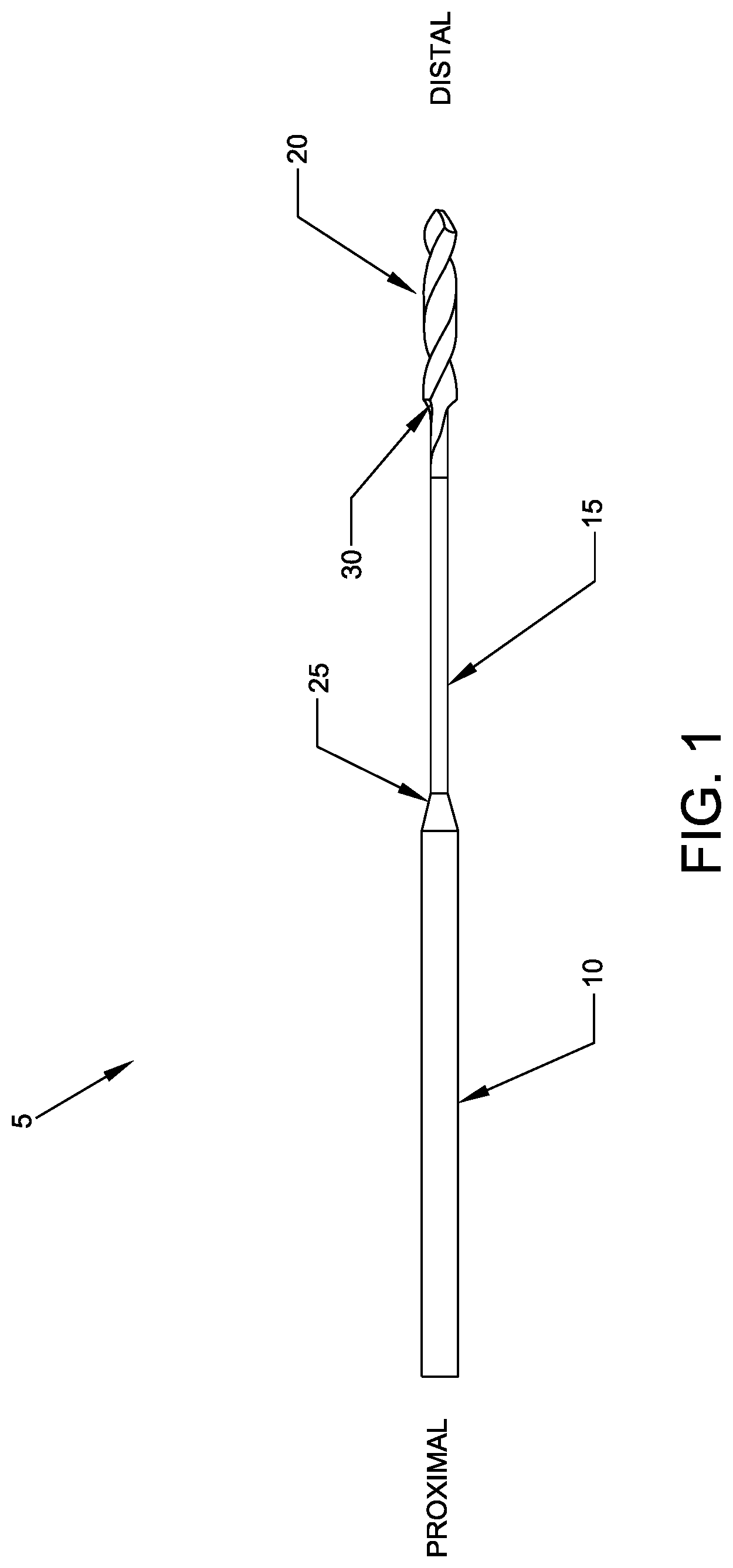 Patent US11779349 — Flexible drill bit and angled drill guide for use with the same — Figure 1