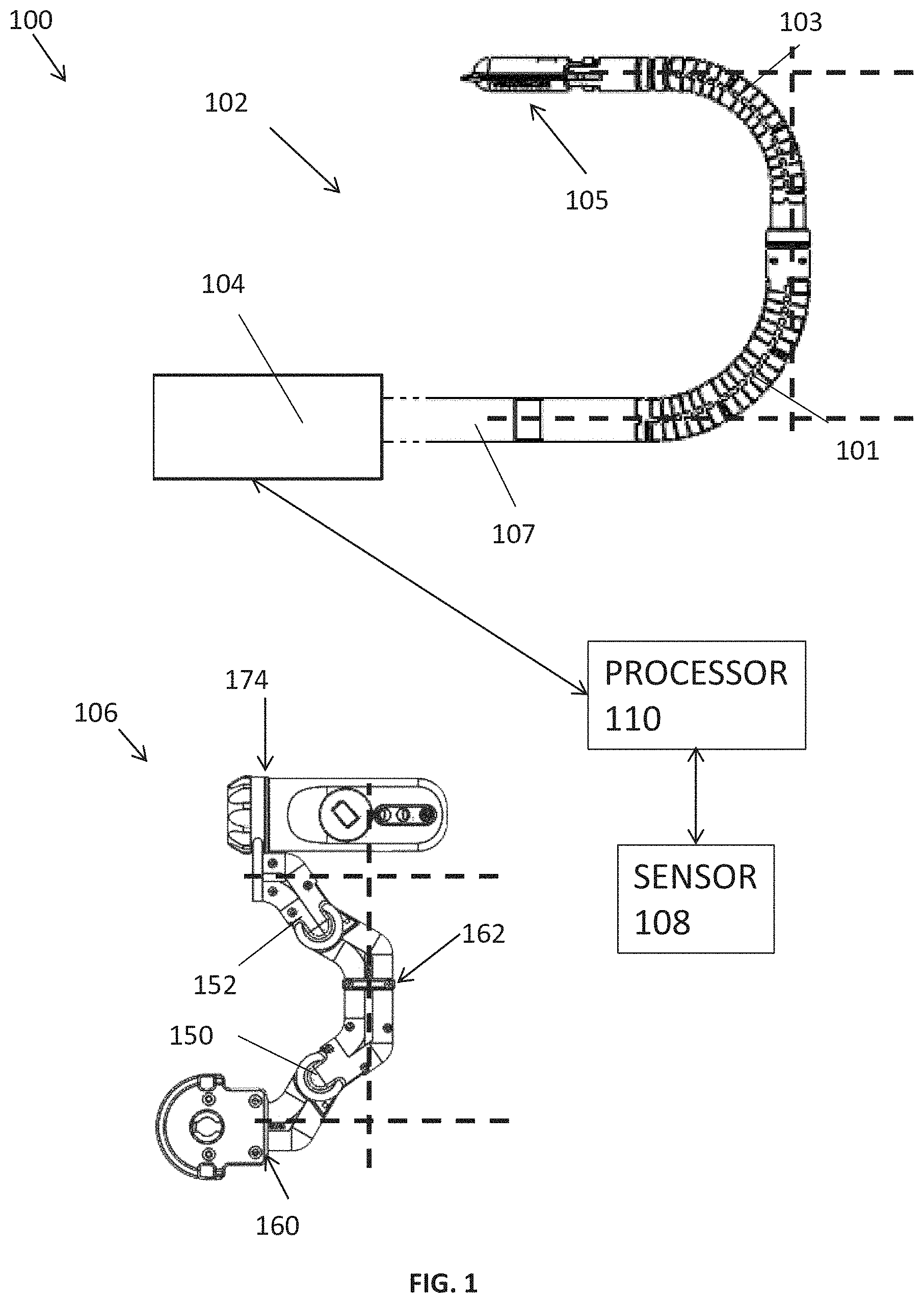 Patent US11779410 — Control console including an input arm for control of a surgical mechanical arm — Figure 1