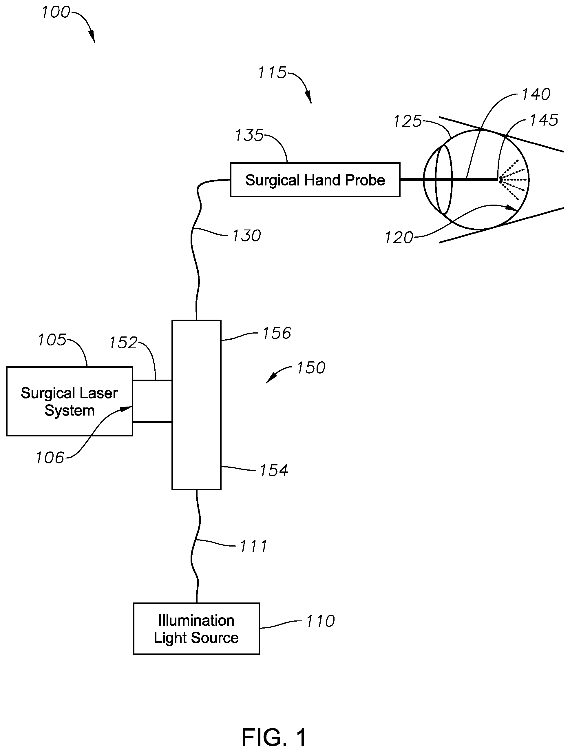 Patent US11779427 — Multiple-input-coupled illuminated multi-spot laser probe — Figure 1