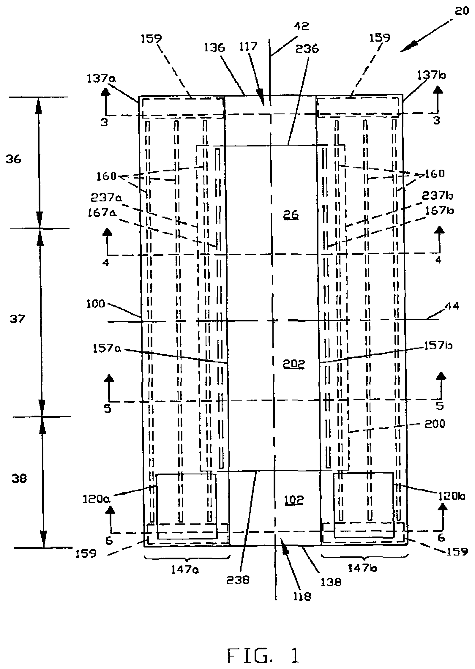 Patent US11779495 — Disposable absorbent article having breathable side flaps — Figure 1
