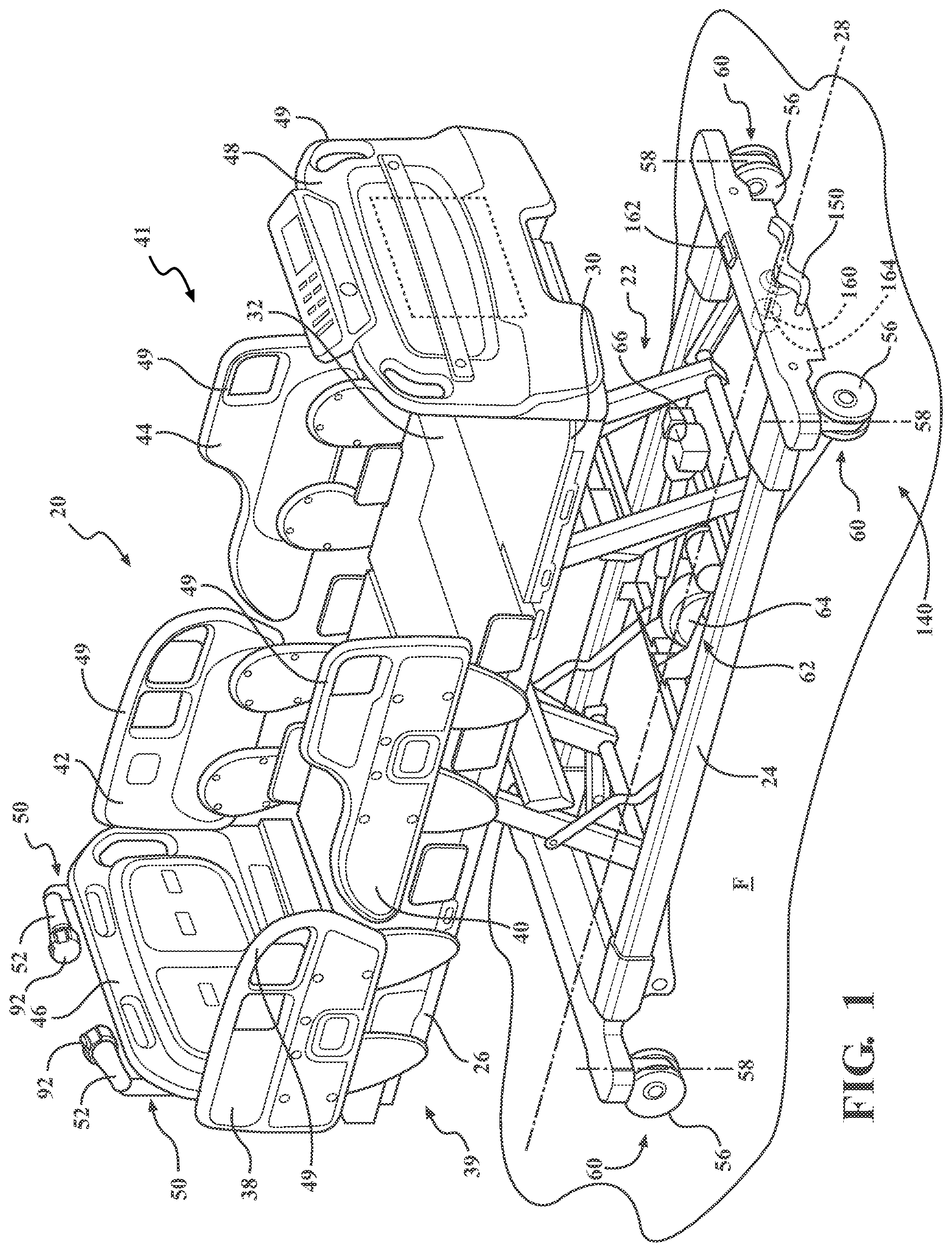 Patent US11779497 — Patient transport apparatus having coordinated user input devices — Figure 1