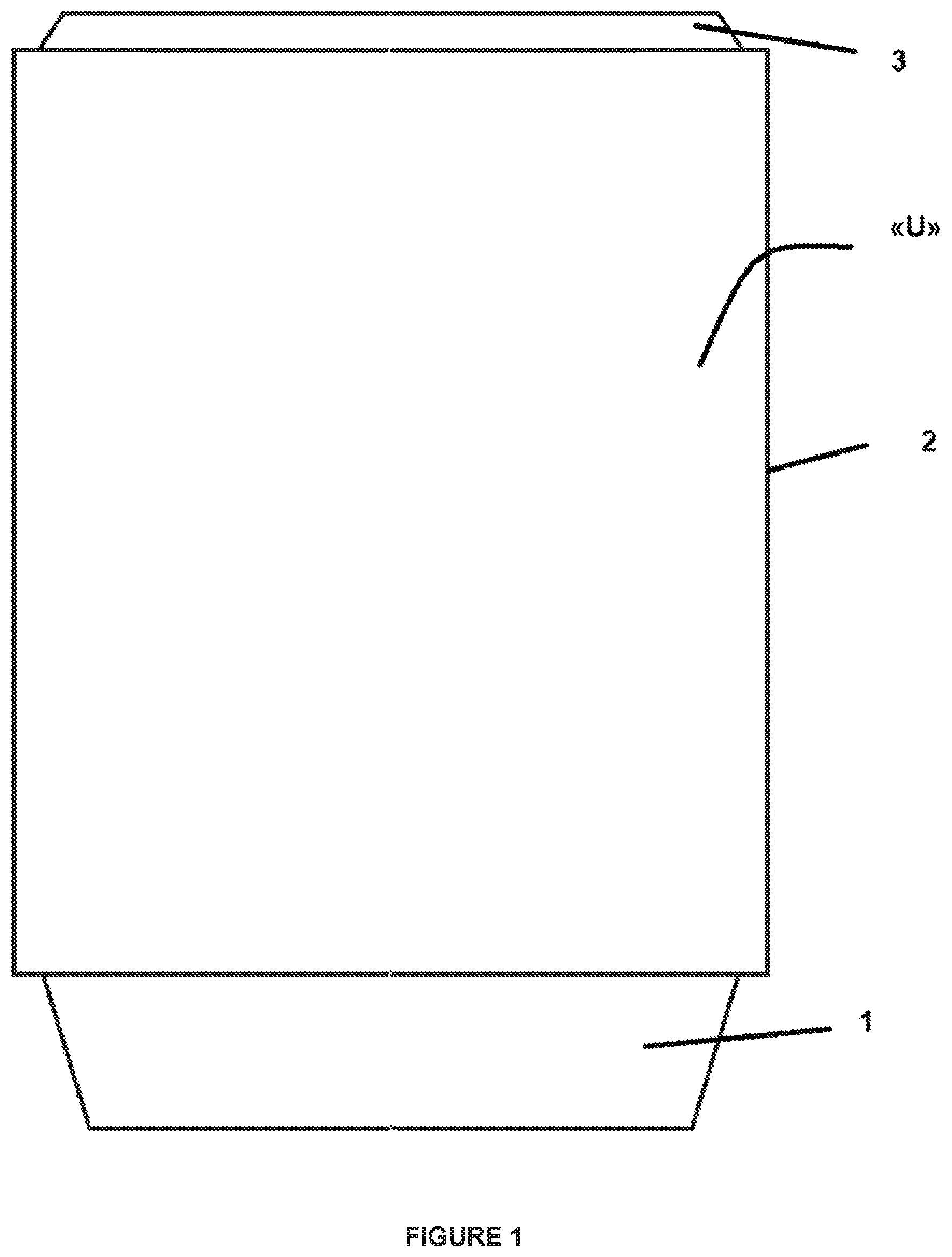 Patent US11779502 — Powdered composition, a pourable, water-containing, uncured biodegradable composition, a cured biodegradable article, preparation methods, and uses thereof — Figure 1