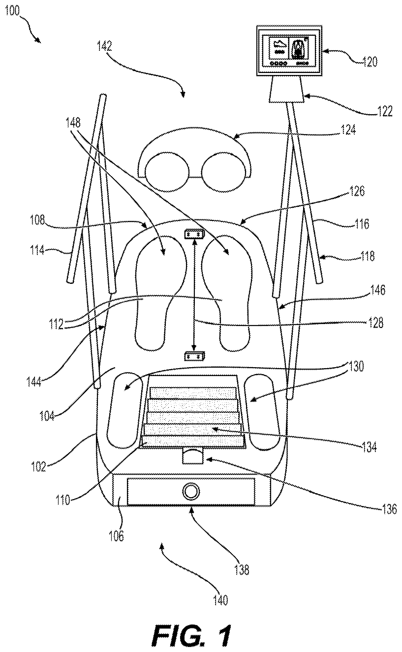 Patent US11779670 — Ultraviolet sanitizer with individually-controlled UV emission interface cells — Figure 1