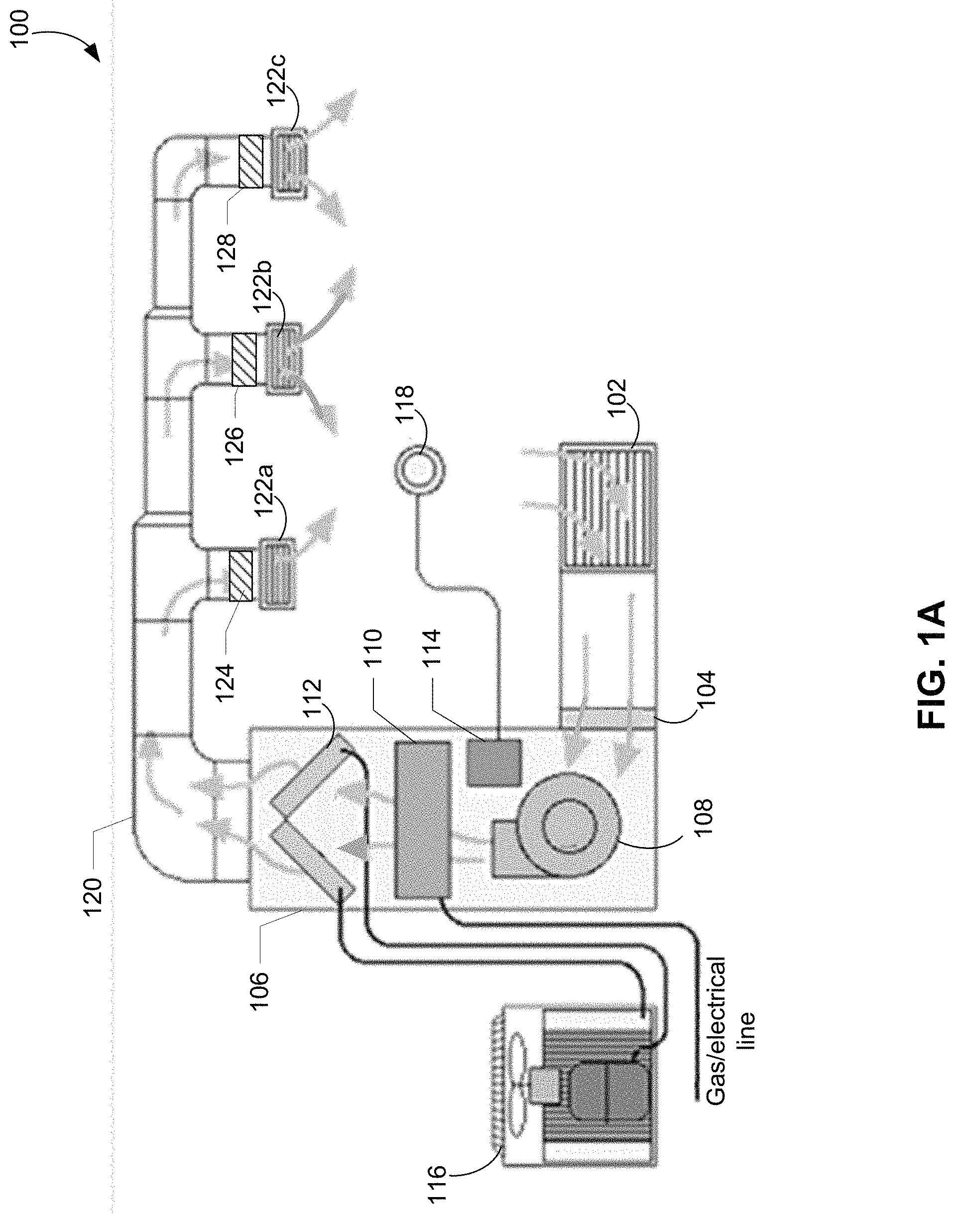 Patent US11779675 — Air sterilization insert for heating, ventilation, and air conditioning (HVAC) systems — Figure 1