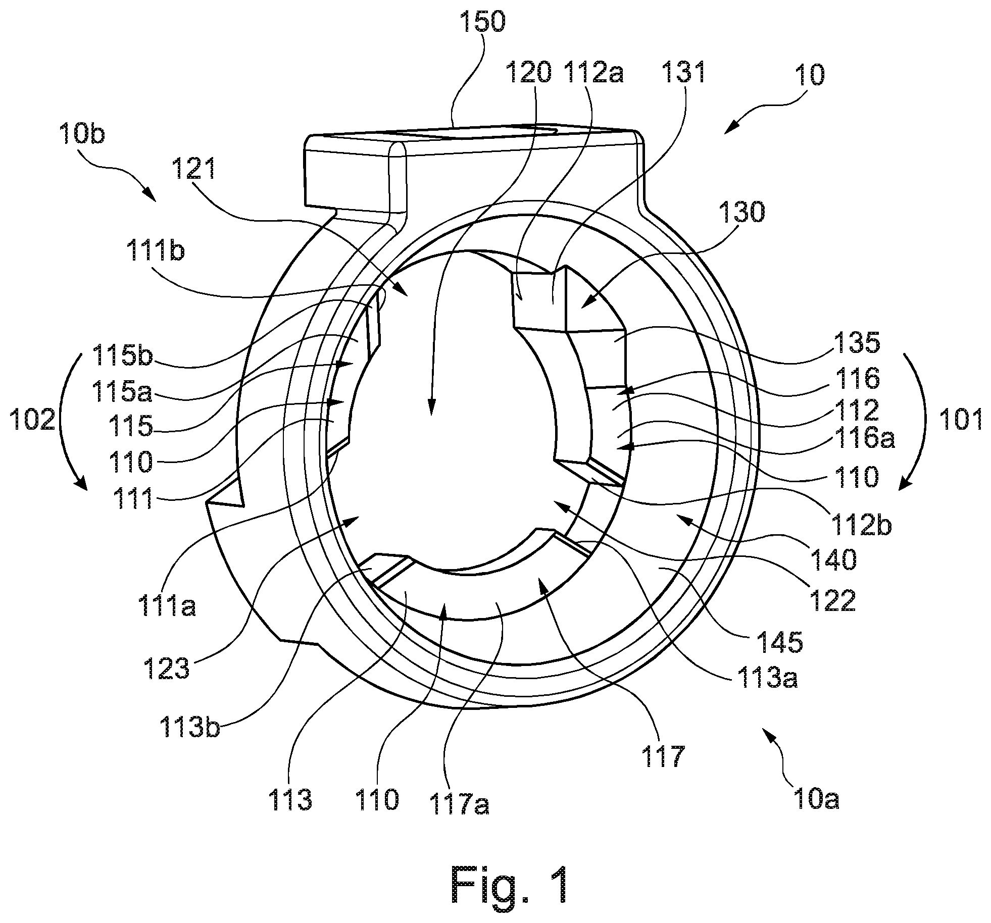 Patent US11779749 — Fluid line connector device — Figure 1