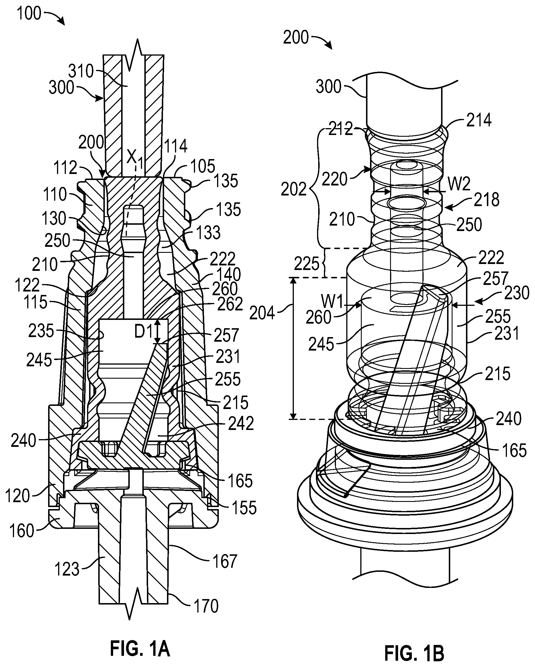 Patent US11779750 — Needleless connector with valve pivot support — Figure 1