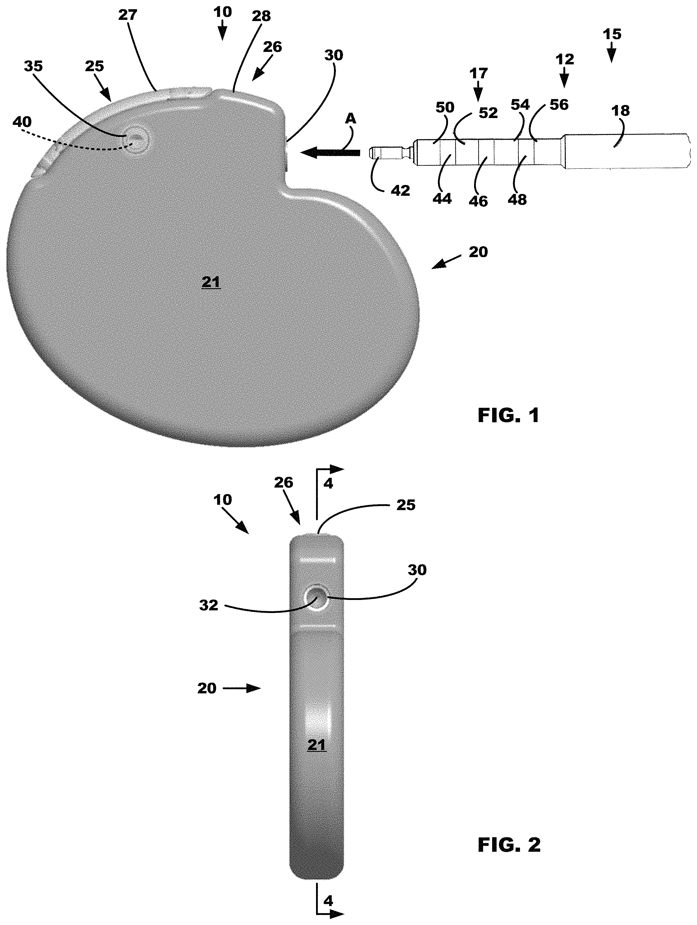 Patent US11779772 — All metal enclosed implantable medical device with external BLE antenna for RF telemetry — Figure 1