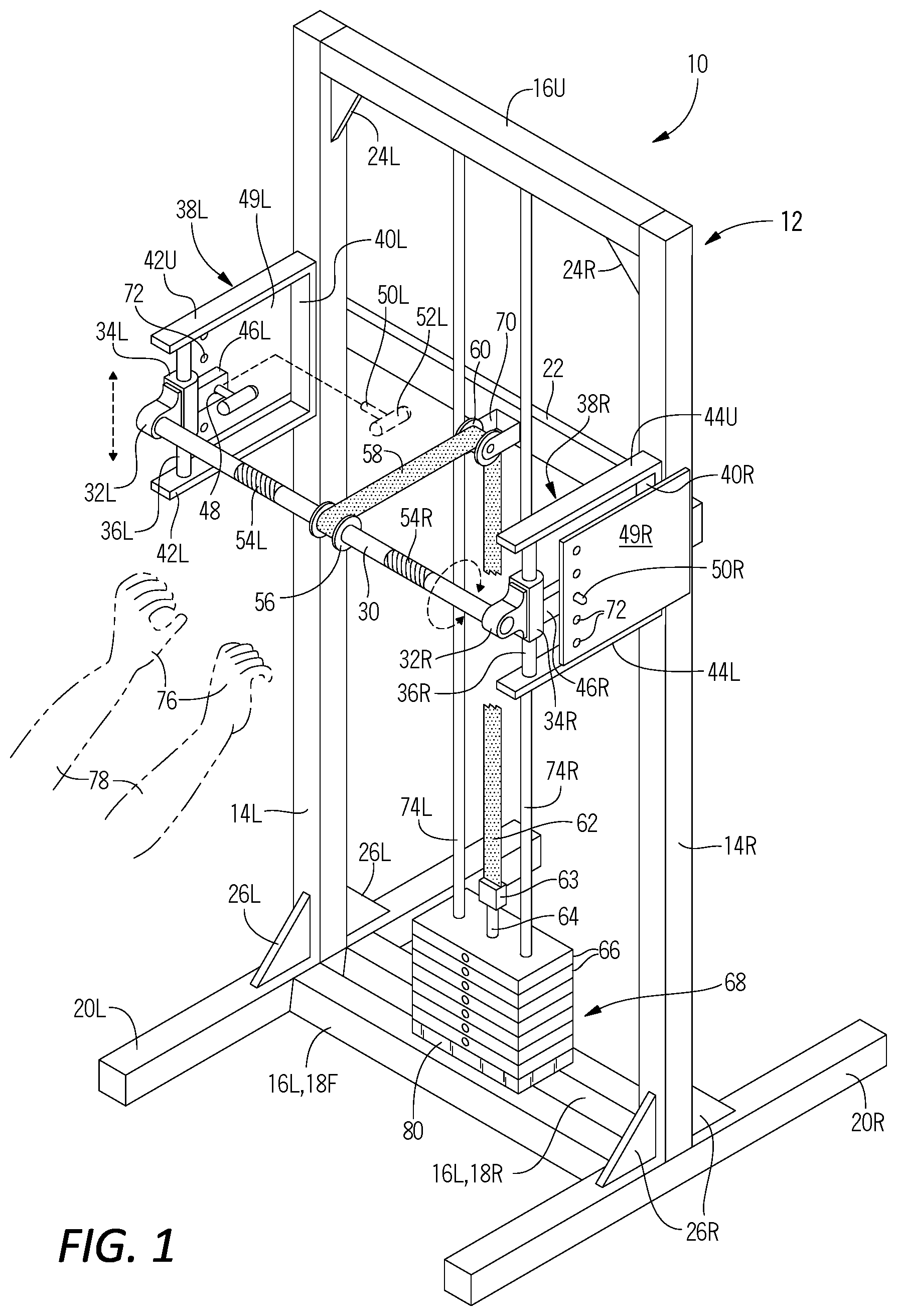 Patent US11779806 — Exercise machine for exercising wrist and forearm muscles — Figure 1