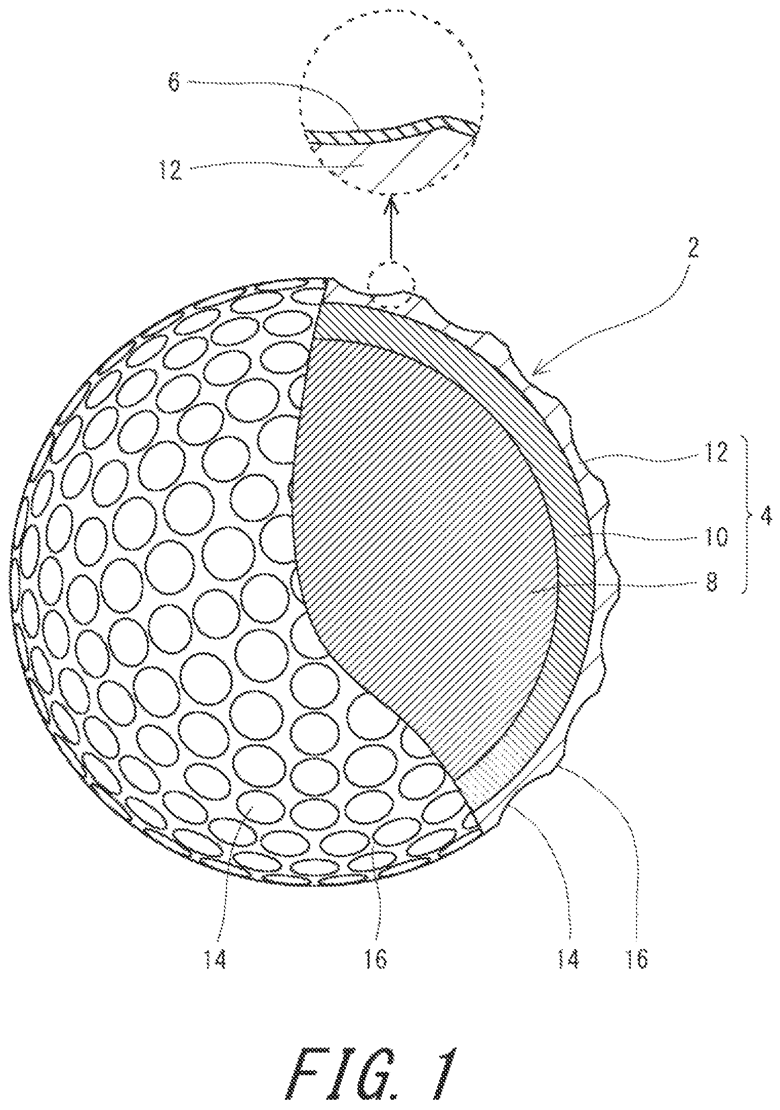 Patent US11779813 — Golf ball — Figure 1