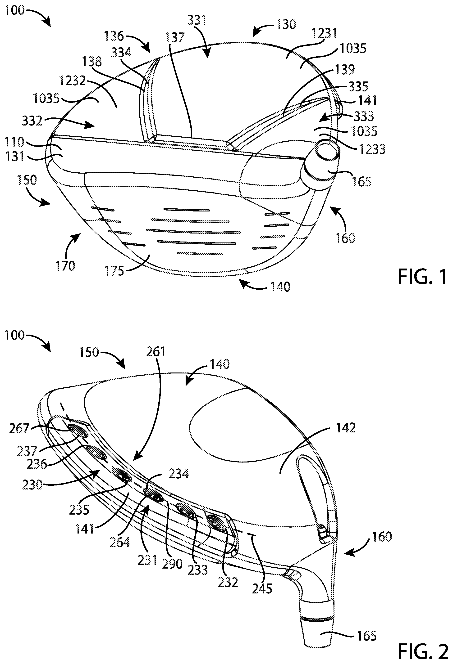 Patent US11779819 — Golf club heads and methods to manufacture golf club heads — Figure 1