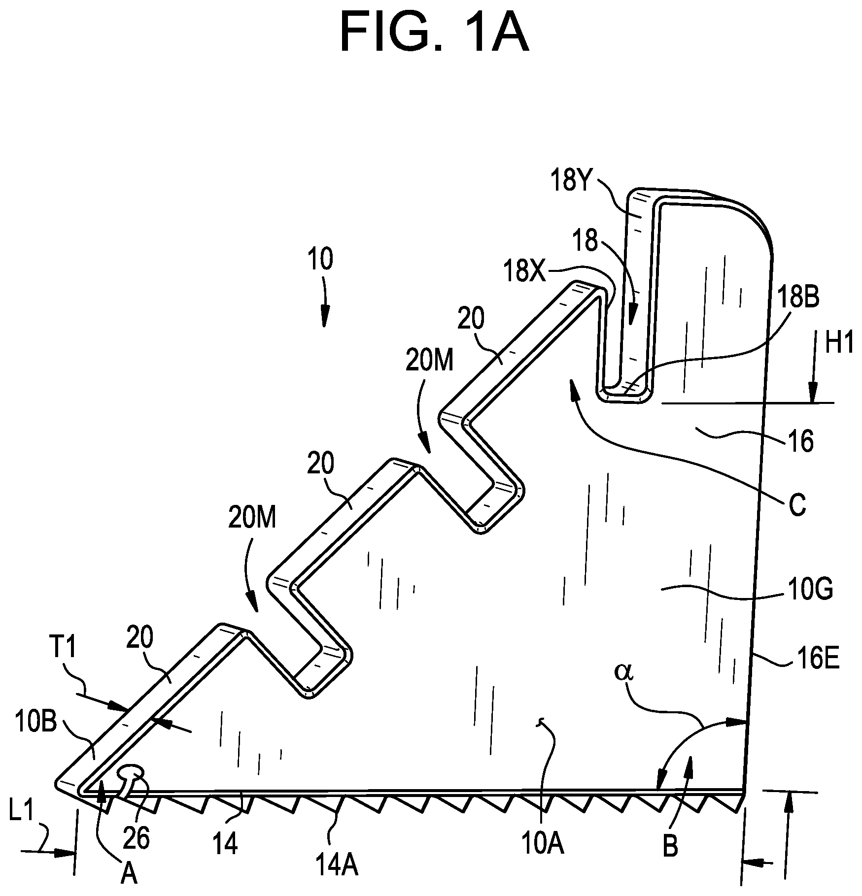 Patent US11779831 — Support member for elevating a retaining wall panel — Figure 1