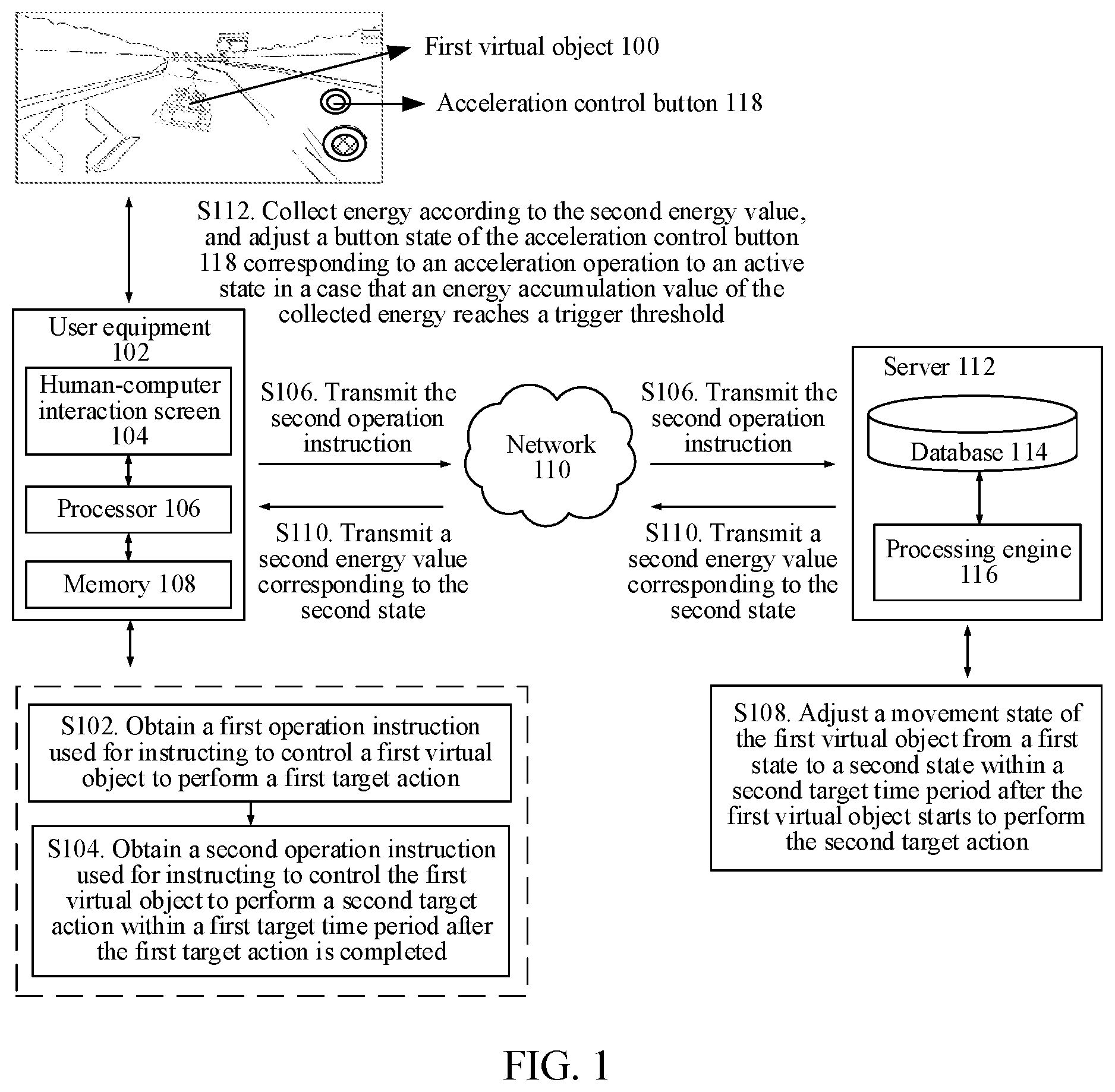 Patent US11779843 — Virtual object control method and apparatus, storage medium, and electronic device — Figure 1