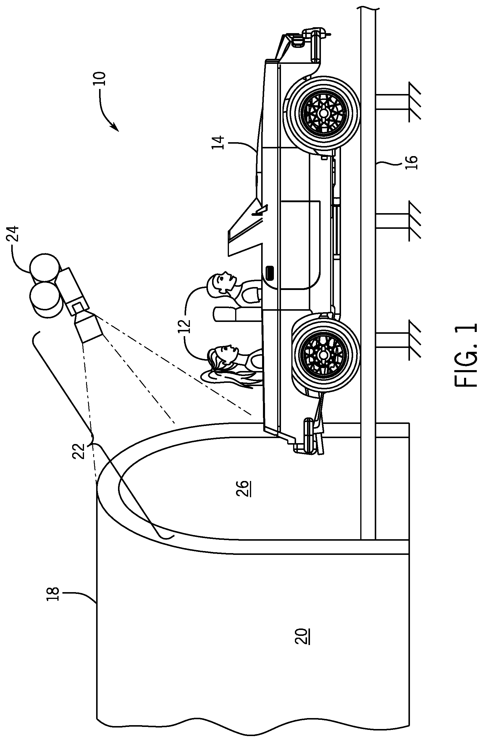Patent US11779850 — Amusement park ride tunnel — Figure 1