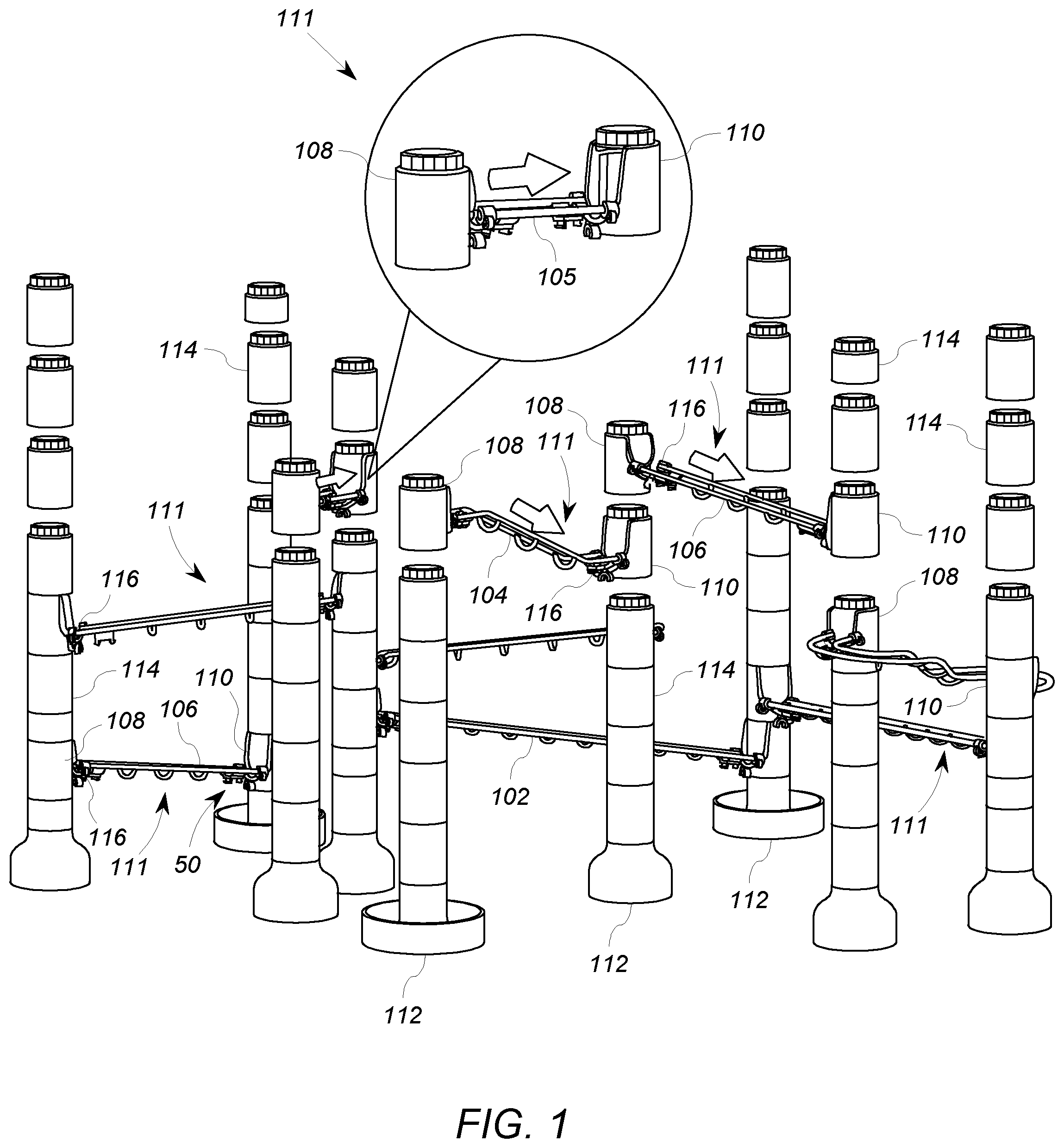 Patent US11779853 — Marble track connection system — Figure 1