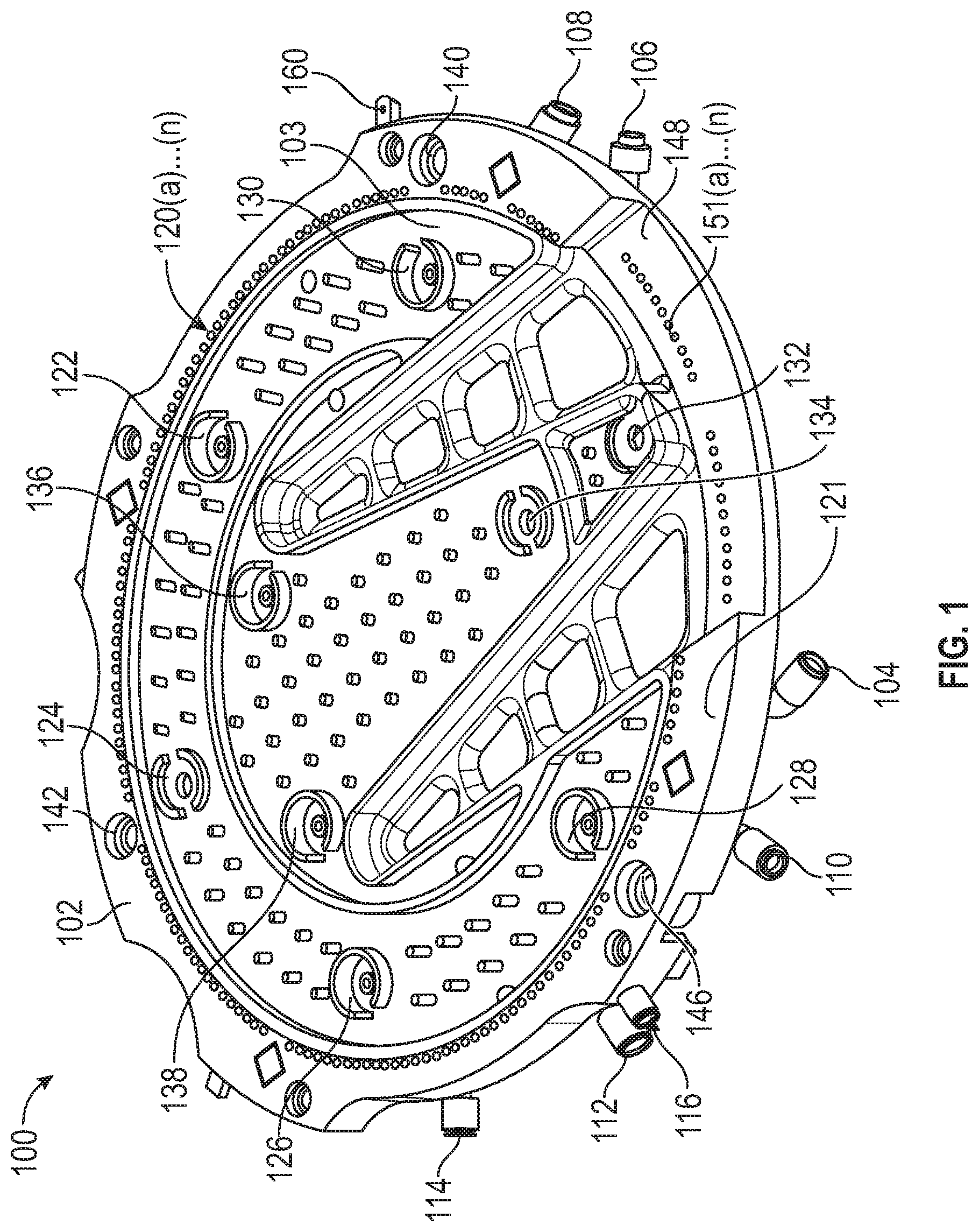 Patent US11779940 — Systems, methods and apparatus for dispensing fluid to an object — Figure 1