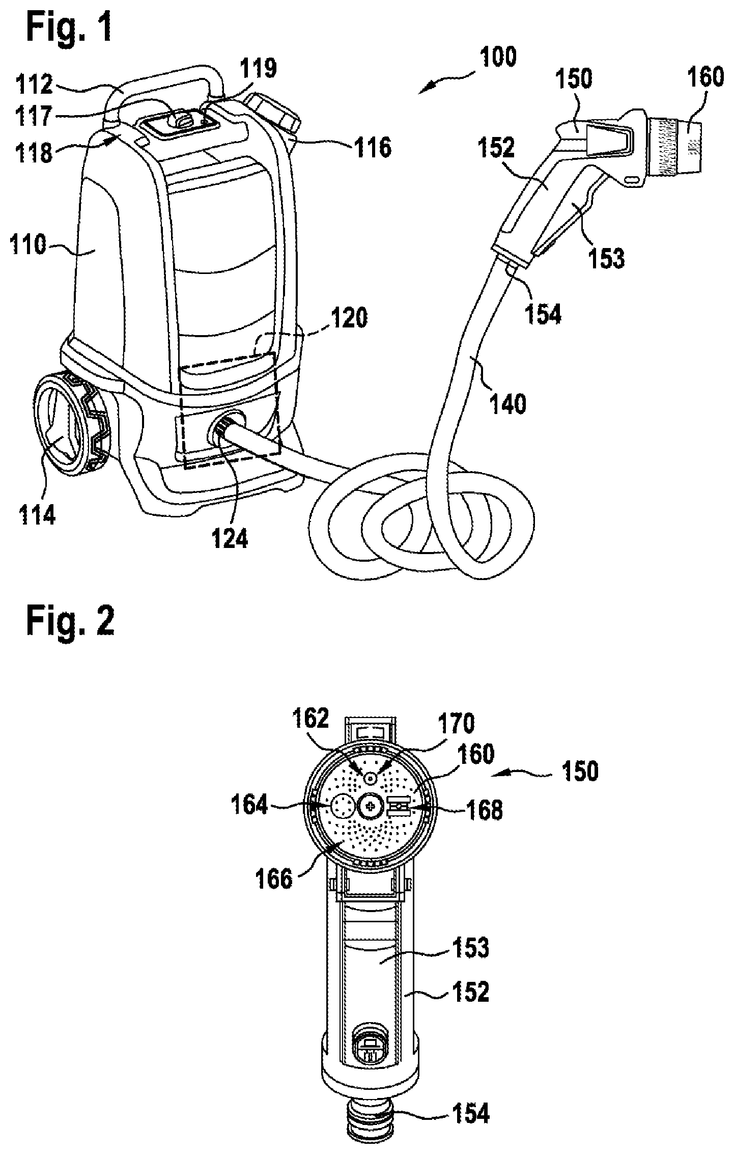 Patent US11779947 — Pressure cleaning device, method for operating a pressure cleaning device and method for detecting a hose attachment — Figure 1