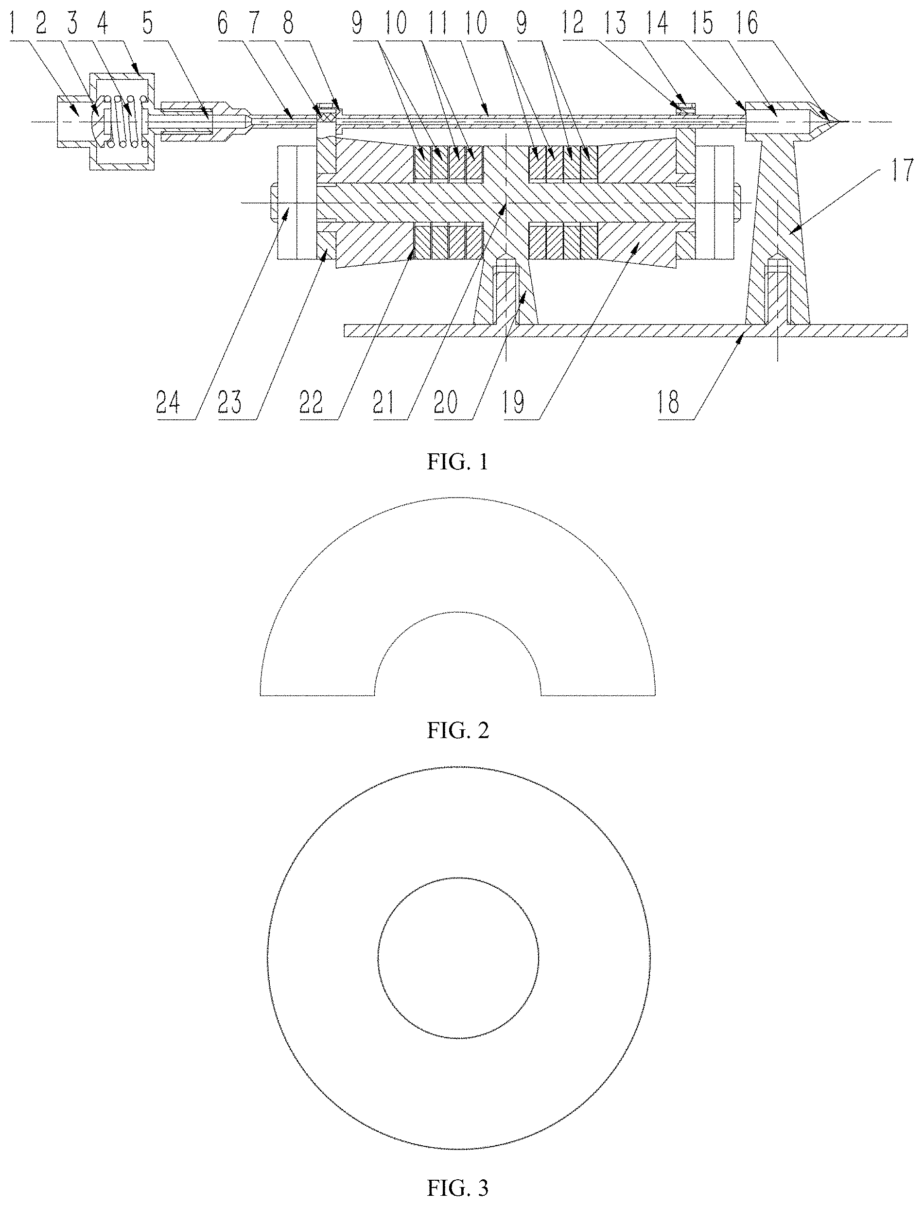 Patent US11779958 — Ultrasonic stepping motor device for generating ultra-fine single droplet — Figure 1