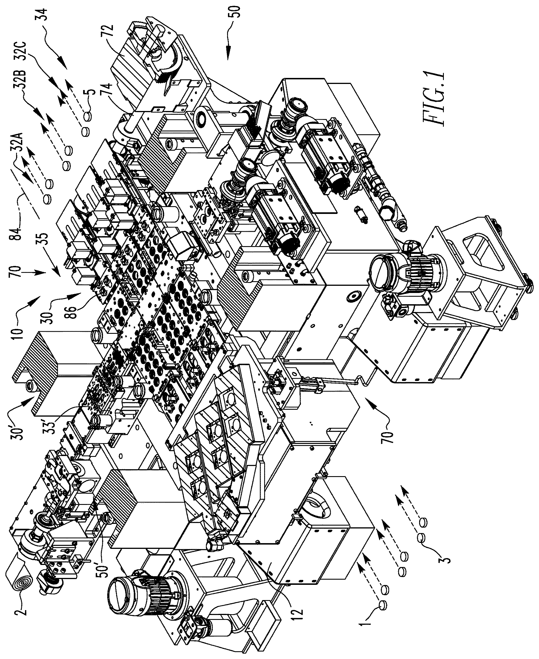 Patent US11779992 — Transfer belt assembly for a six-out conversion system — Figure 1