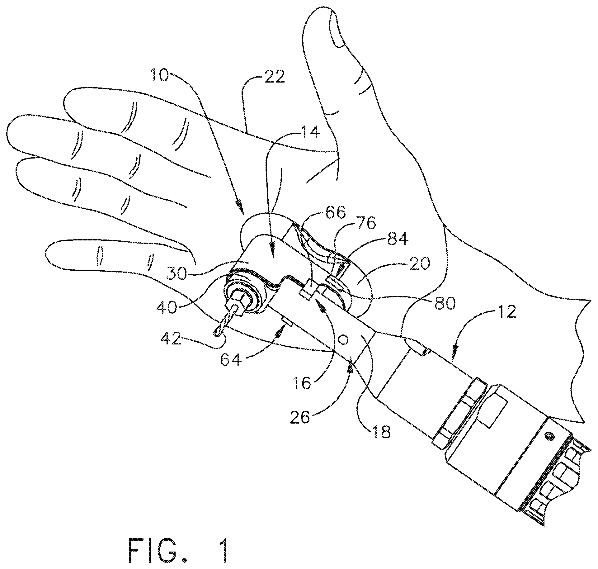 Patent US11780016 — Ergonomic attachment for an angular drill assembly — Figure 1