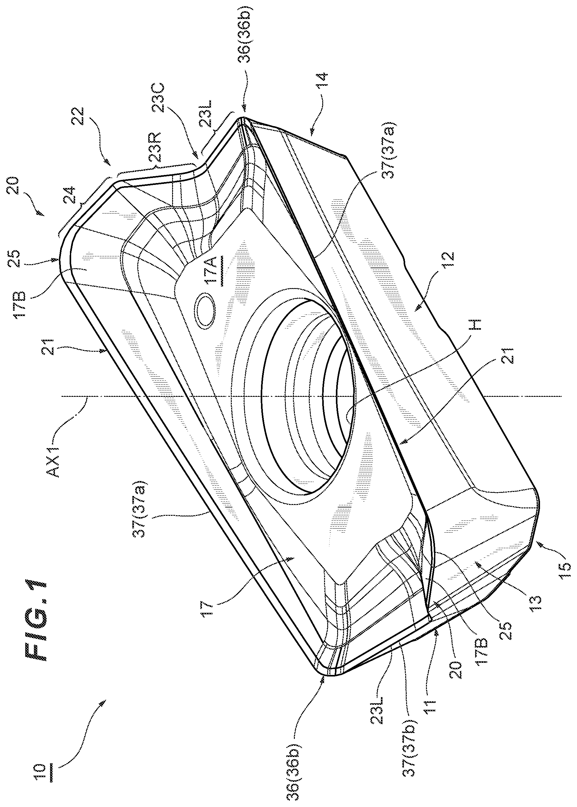 Patent US11780019 — Cutting insert and cutting tool including same — Figure 1