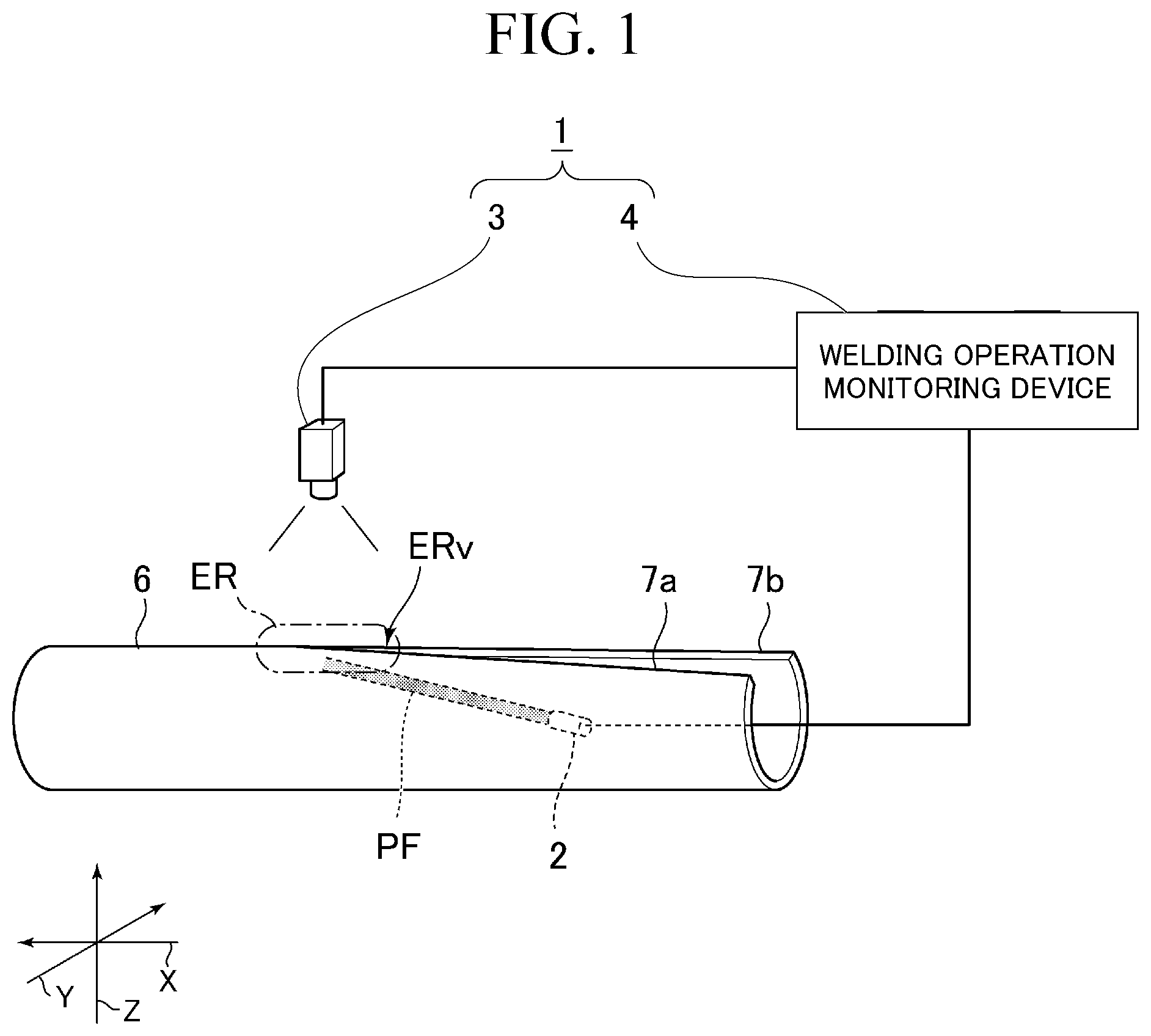 Patent US11780026 — Welding operation monitoring system and welding operation monitoring method — Figure 1