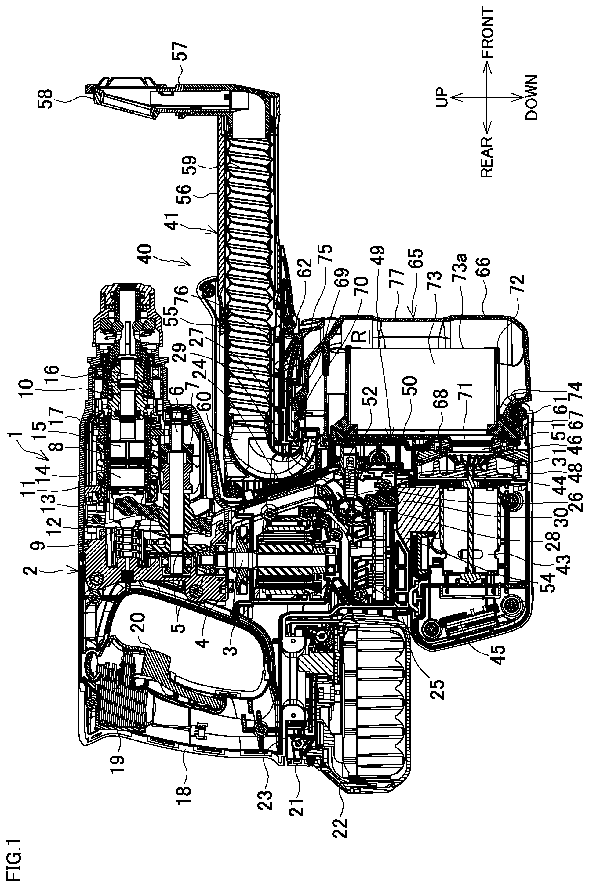 Patent US11780072 Figure 1 – Dust collector for electric power tool and electric power tool