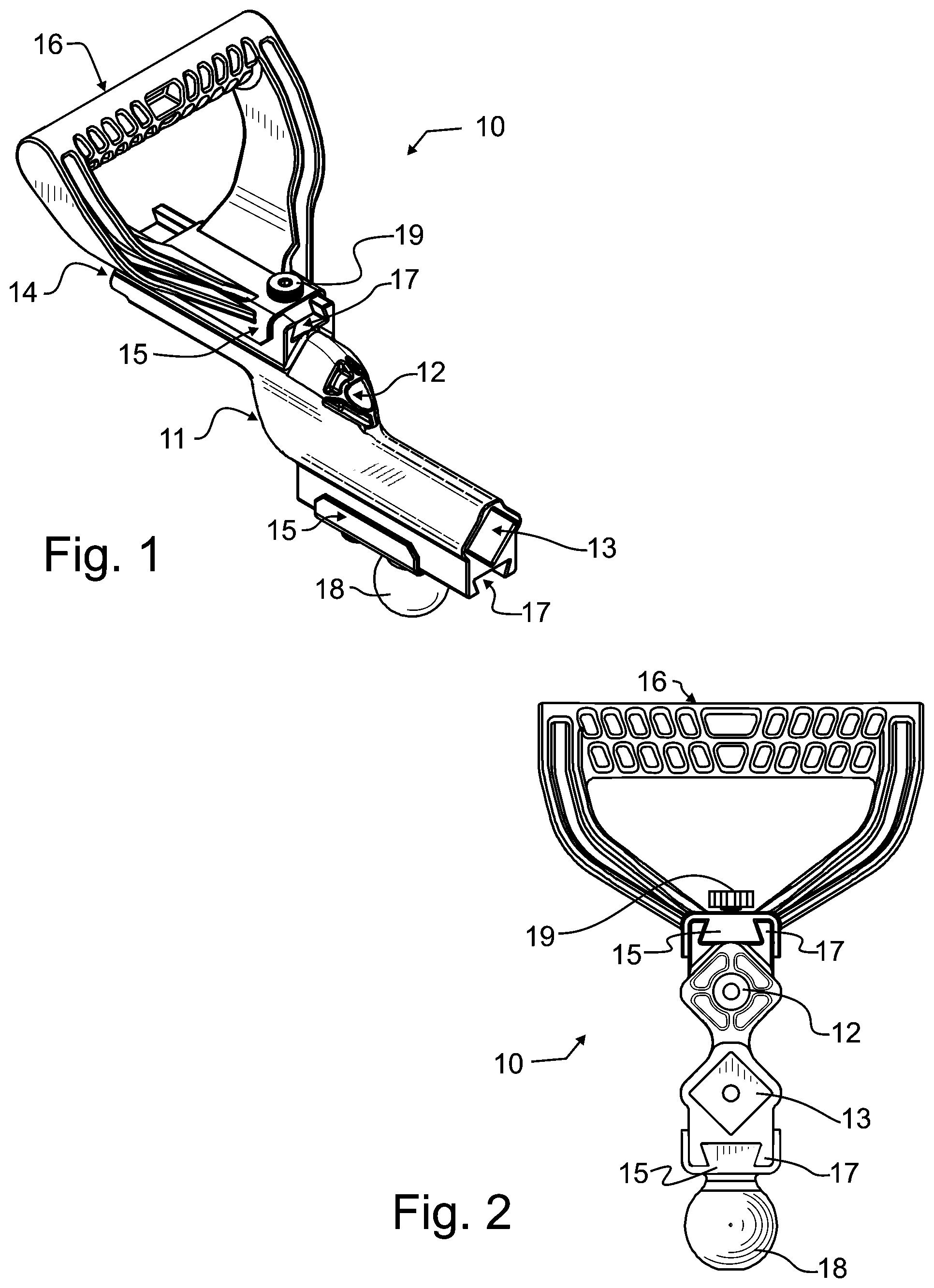 Patent US11780073 — Handle with offset connector — Figure 1